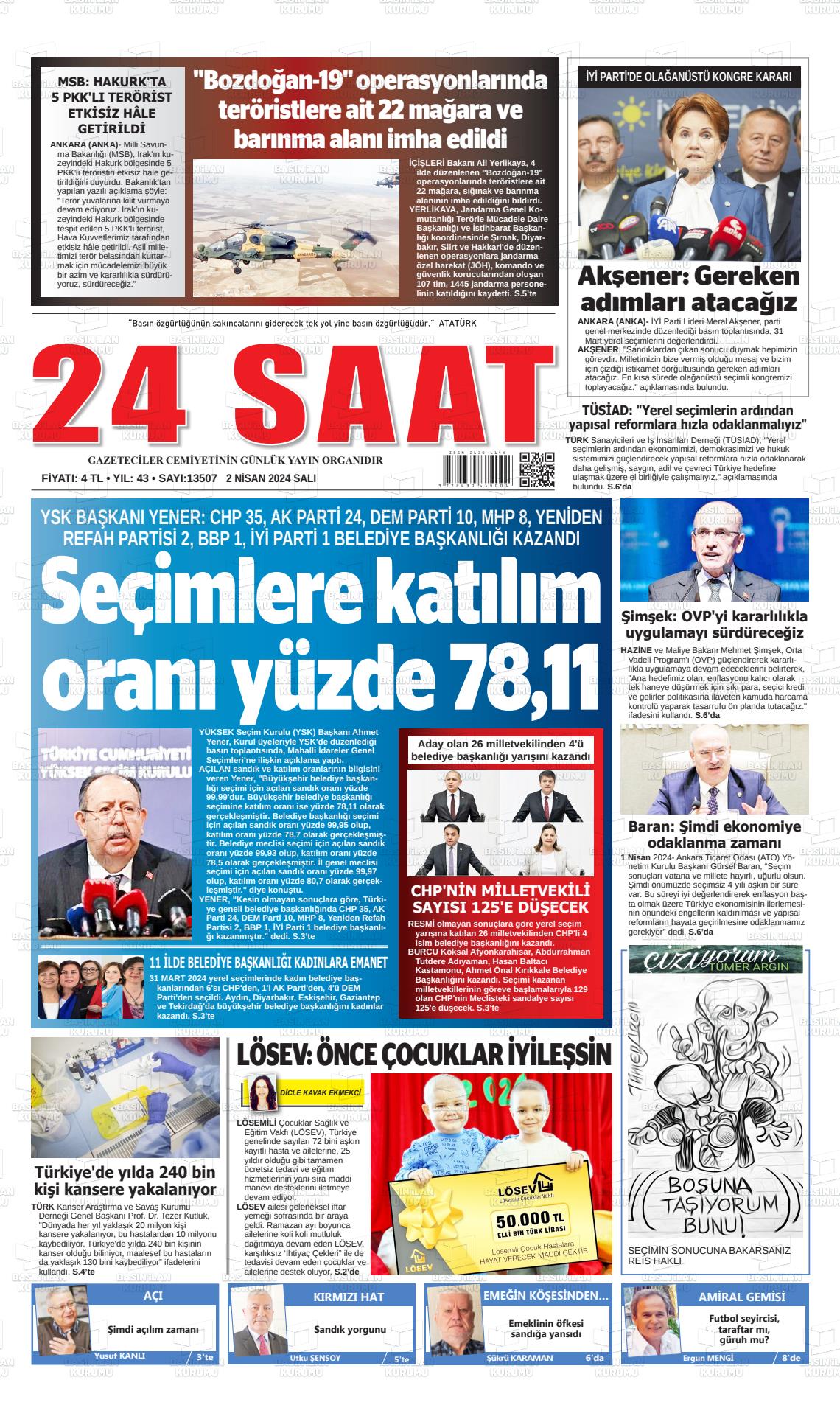 02 Nisan 2024 24 Saat Gazete Manşeti