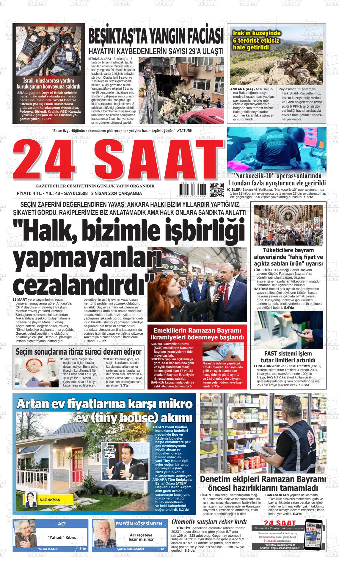 03 Nisan 2024 24 Saat Gazete Manşeti