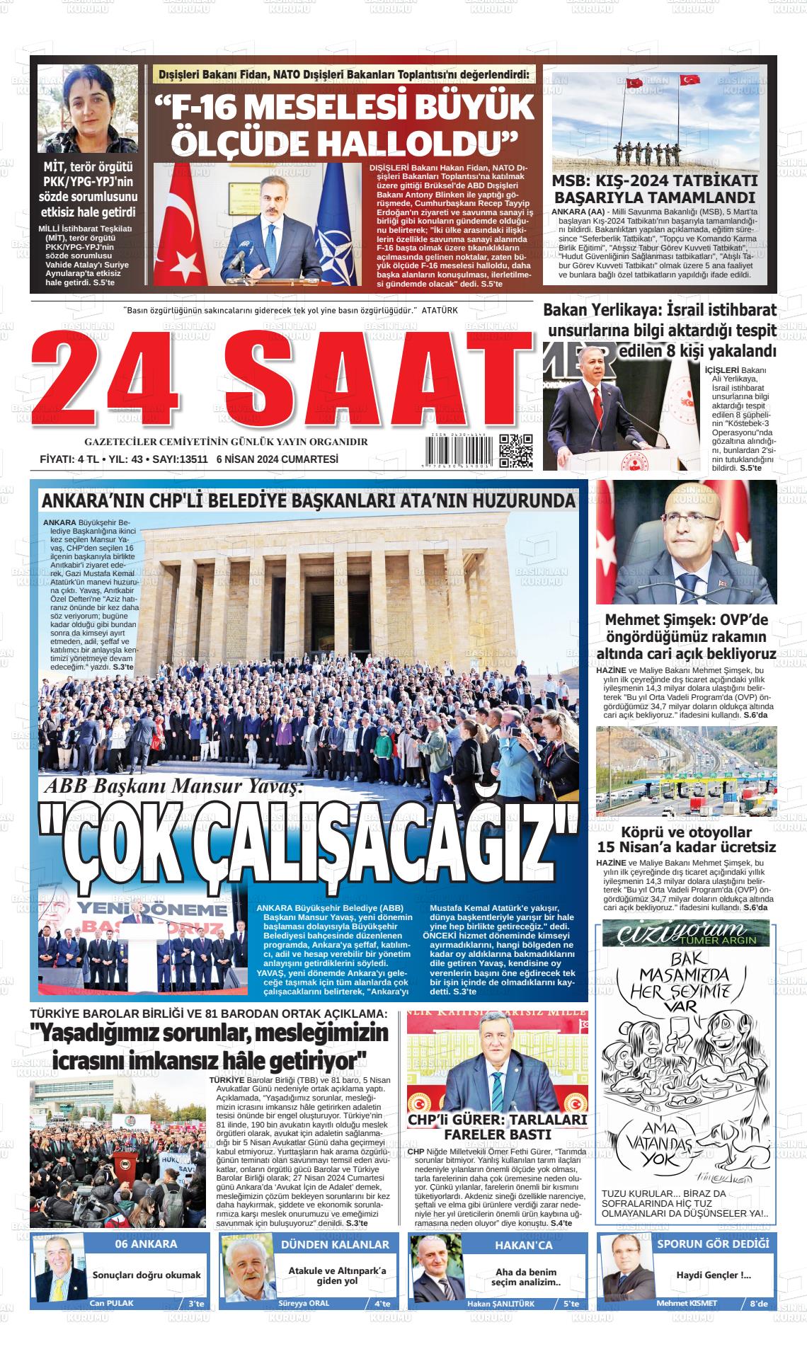 06 Nisan 2024 24 Saat Gazete Manşeti