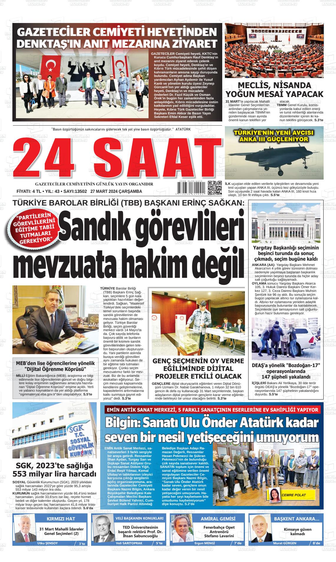 27 Mart 2024 24 Saat Gazete Manşeti