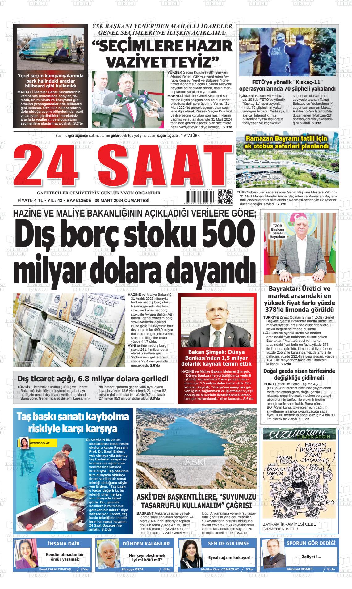 30 Mart 2024 24 Saat Gazete Manşeti