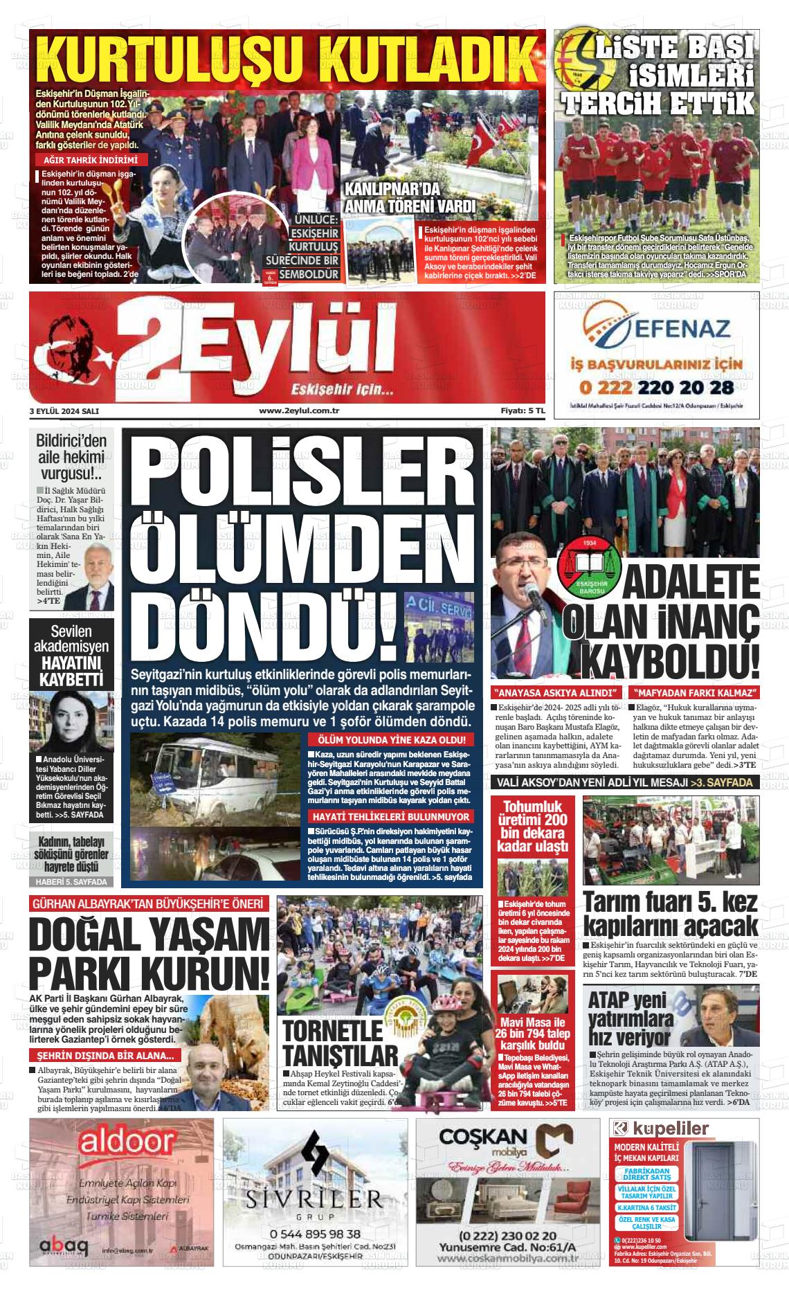 03 Eylül 2024 İki Eylül Gazete Manşeti