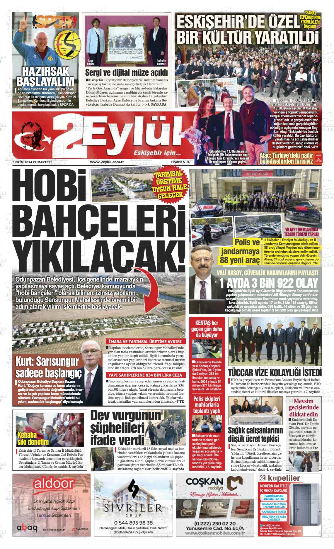 05 Ekim 2024 İki Eylül Gazete Manşeti