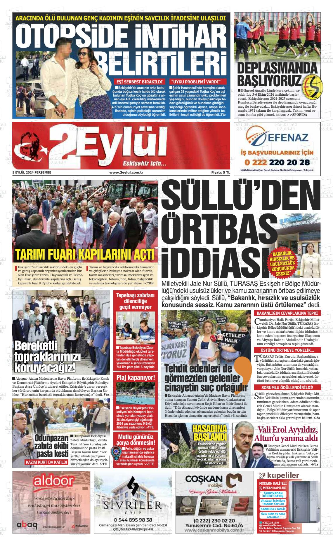 05 Eylül 2024 İki Eylül Gazete Manşeti