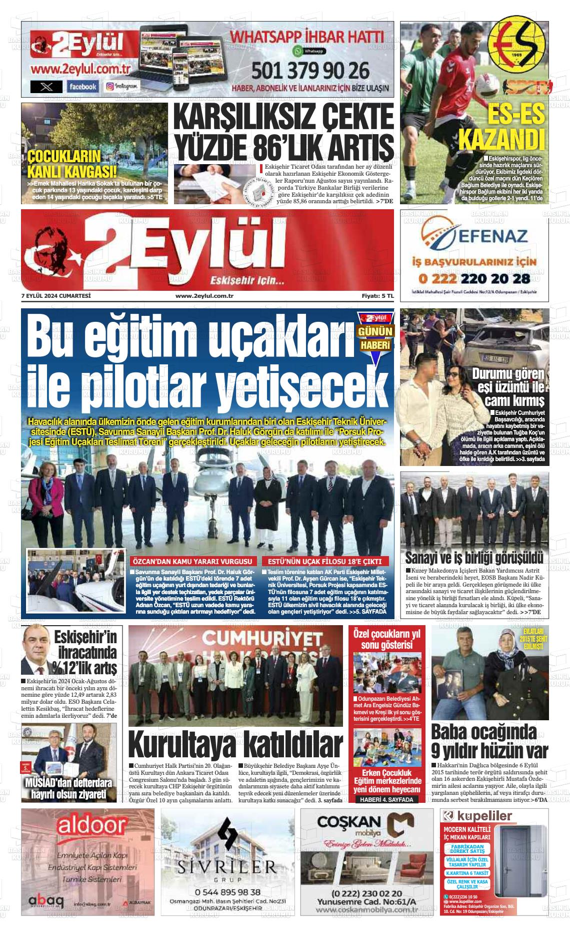 07 Eylül 2024 İki Eylül Gazete Manşeti