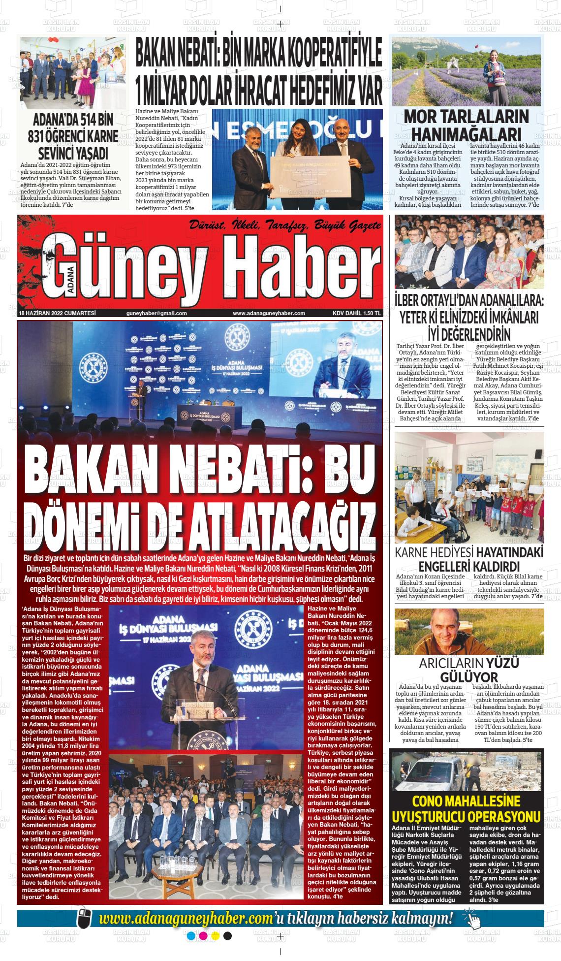 16 Ağustos 2022 Adana Güney Haber Gazete Manşeti