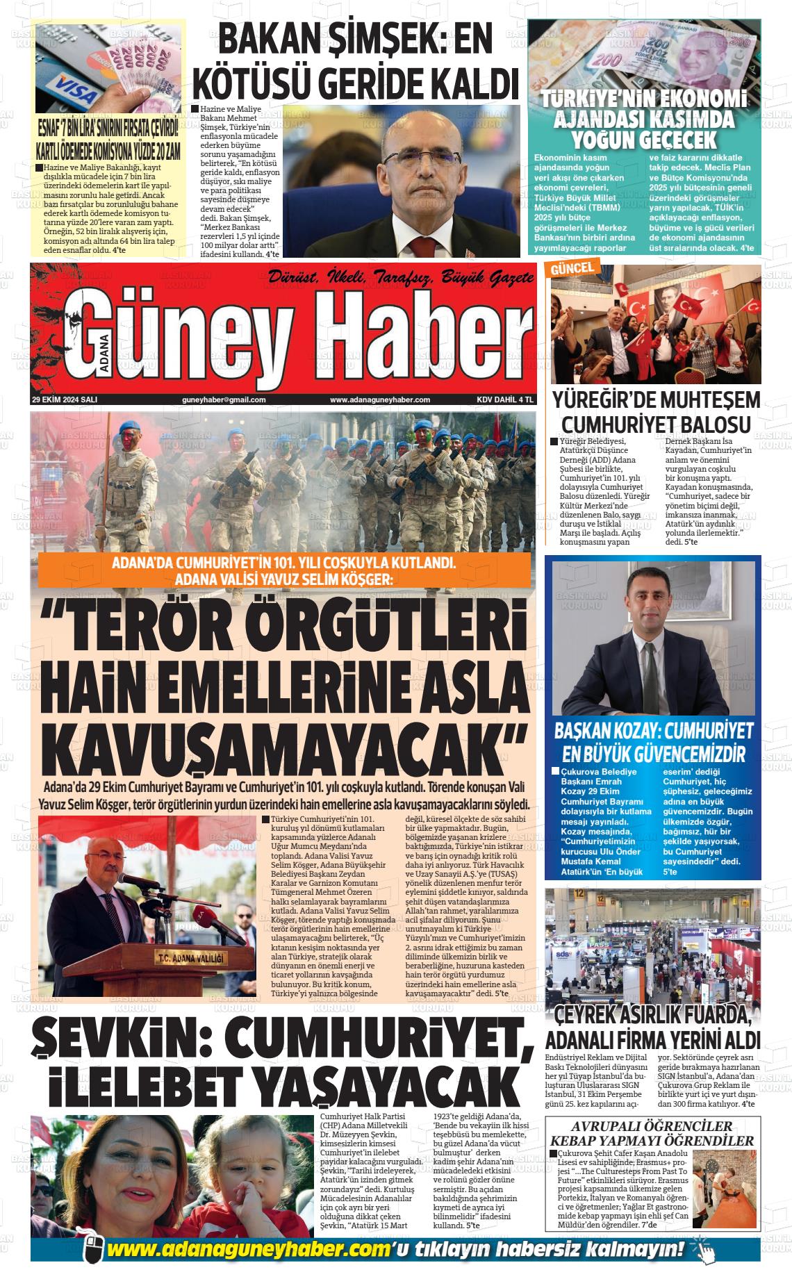 30 Ekim 2024 Adana Güney Haber Gazete Manşeti