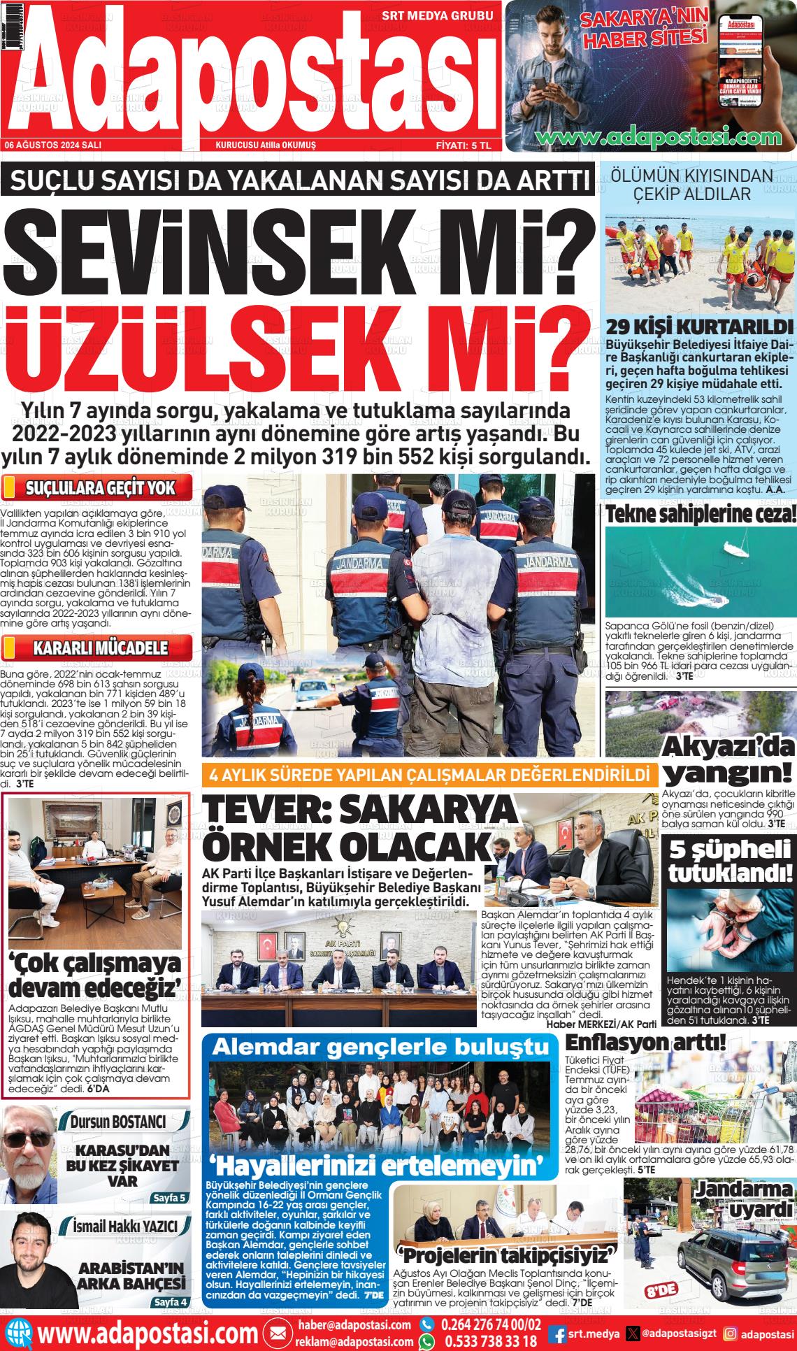 06 Ağustos 2024 Ada Postası Gazete Manşeti