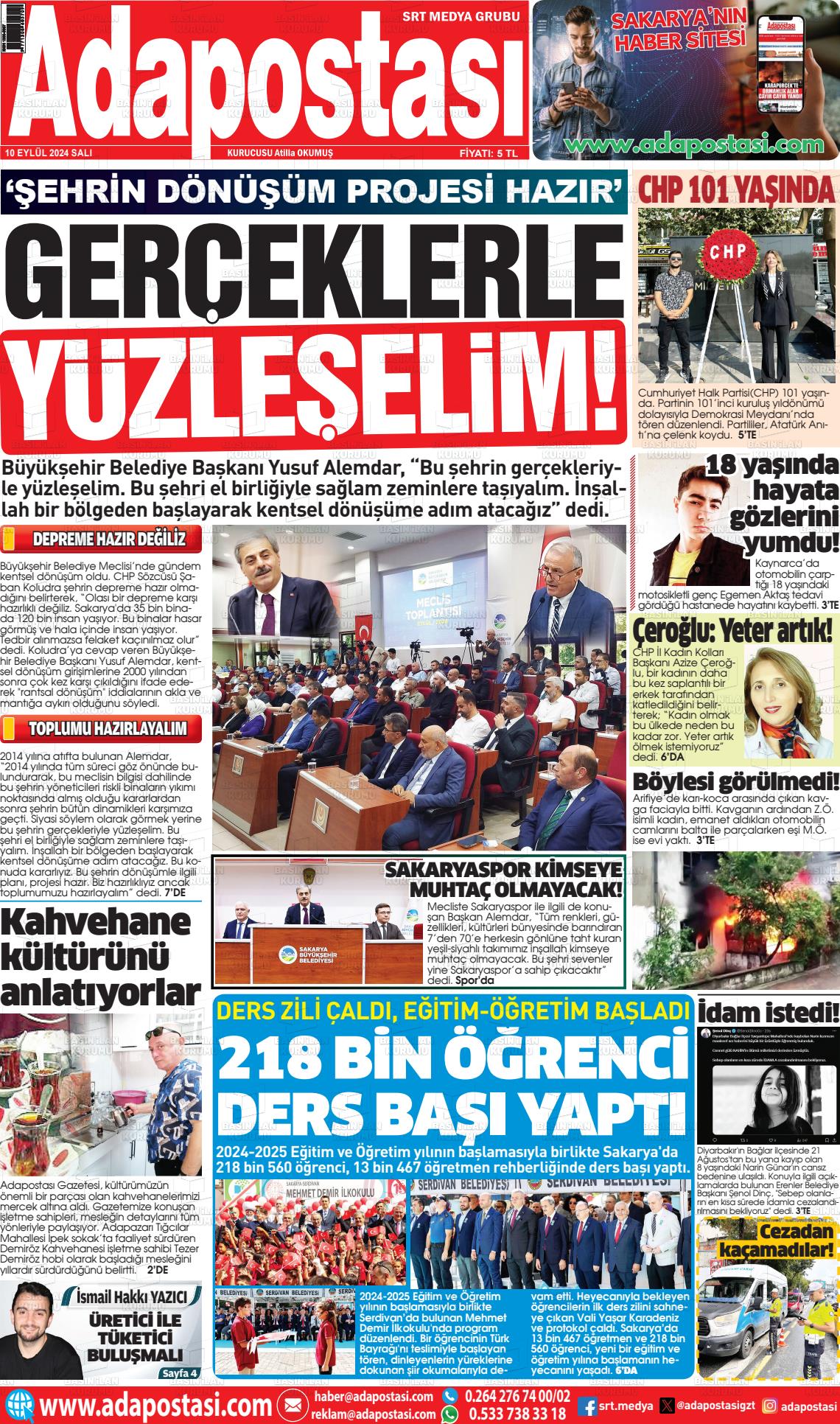 10 Eylül 2024 Ada Postası Gazete Manşeti