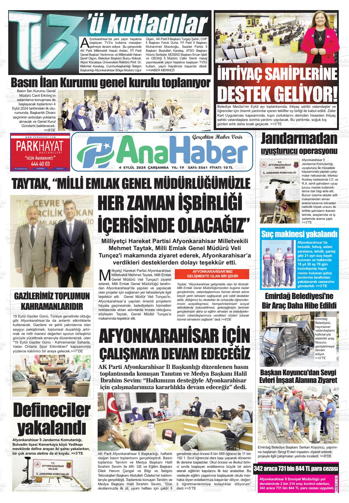 04 Eylül 2024 Anahaber Gazete Manşeti