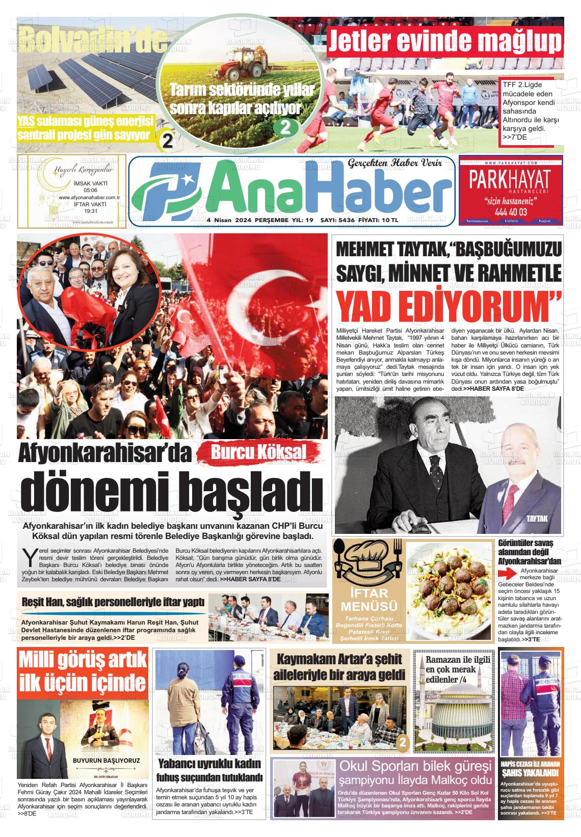 04 Nisan 2024 Anahaber Gazete Manşeti