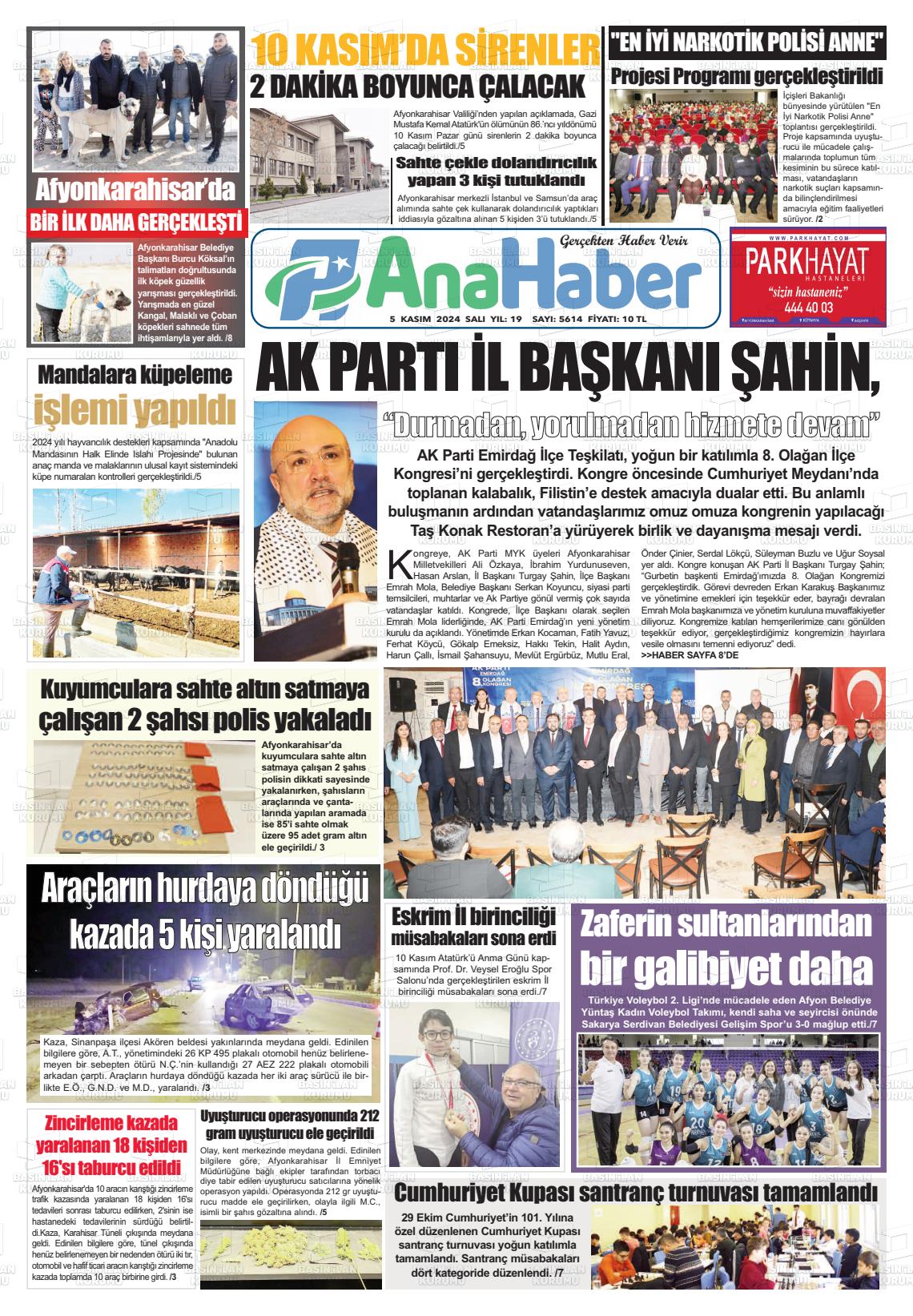 05 Kasım 2024 Anahaber Gazete Manşeti