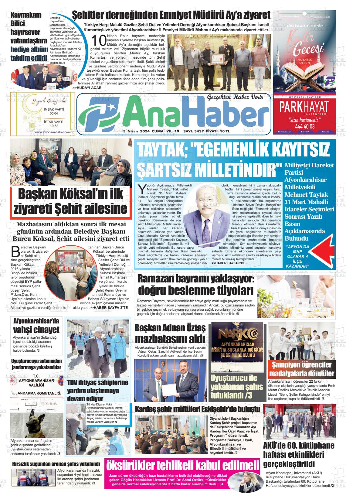 05 Nisan 2024 Anahaber Gazete Manşeti