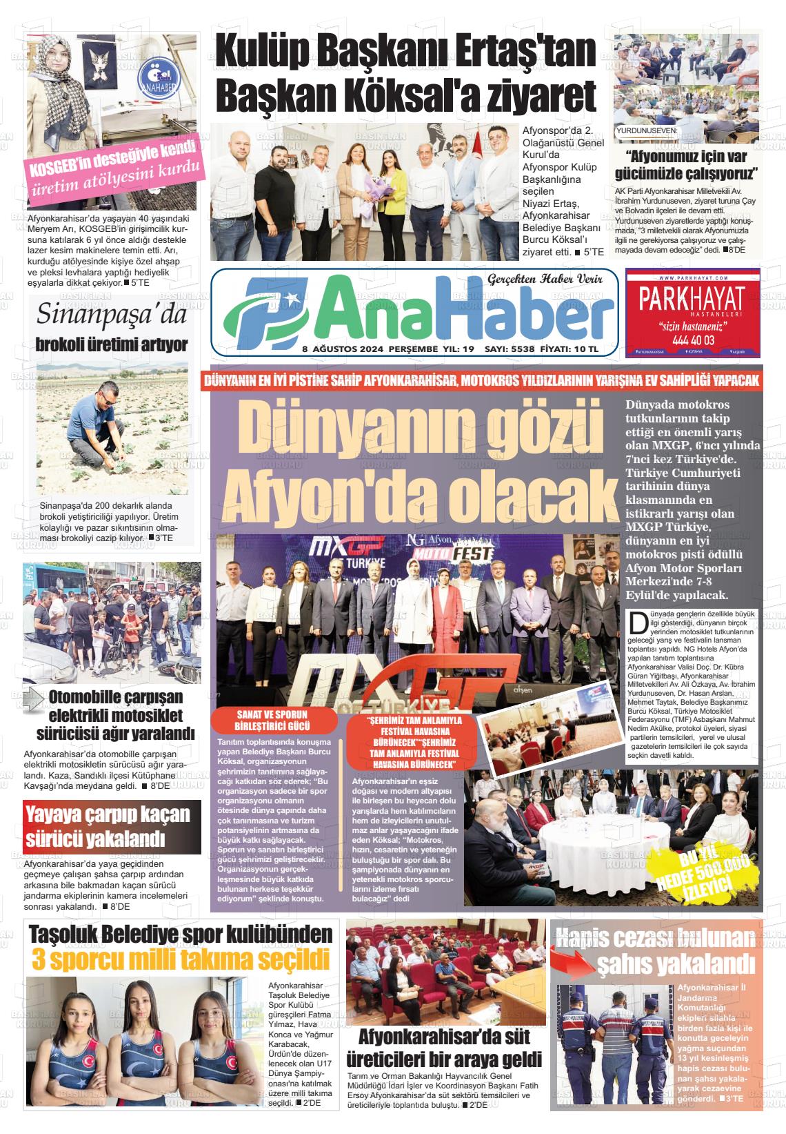 08 Ağustos 2024 Anahaber Gazete Manşeti