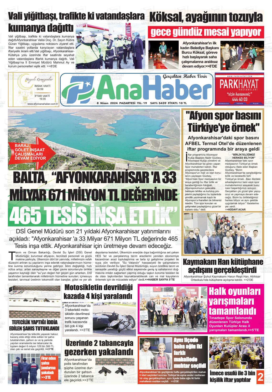 08 Nisan 2024 Anahaber Gazete Manşeti