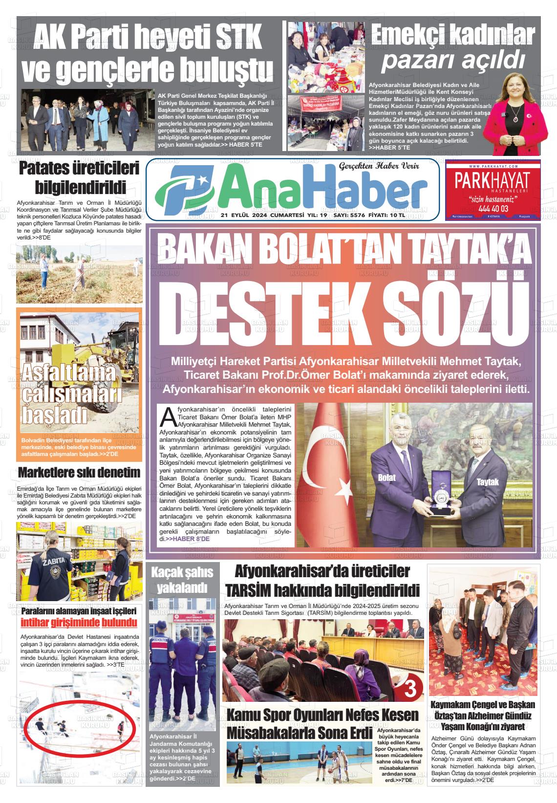 21 Eylül 2024 Anahaber Gazete Manşeti