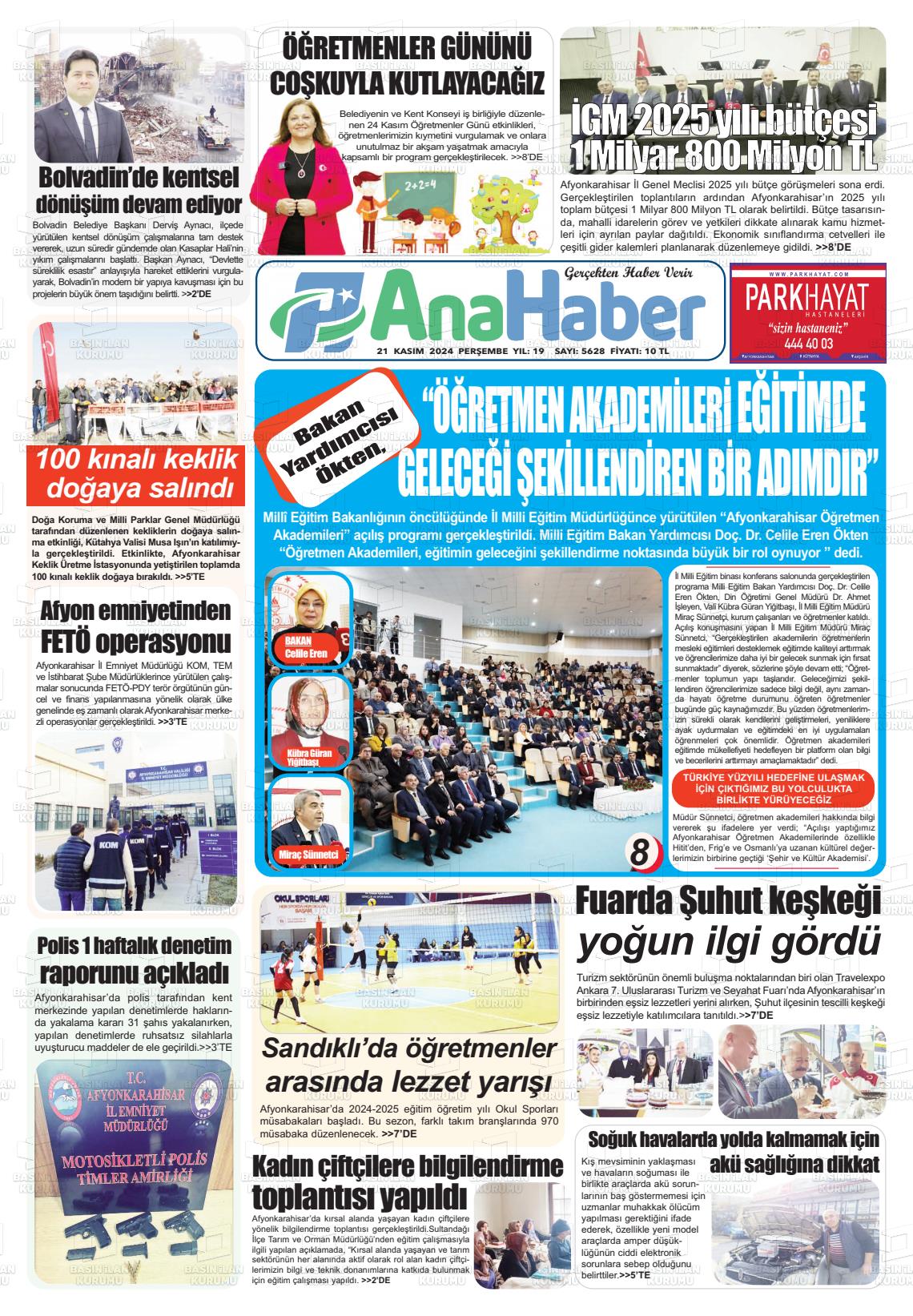 21 Kasım 2024 Anahaber Gazete Manşeti