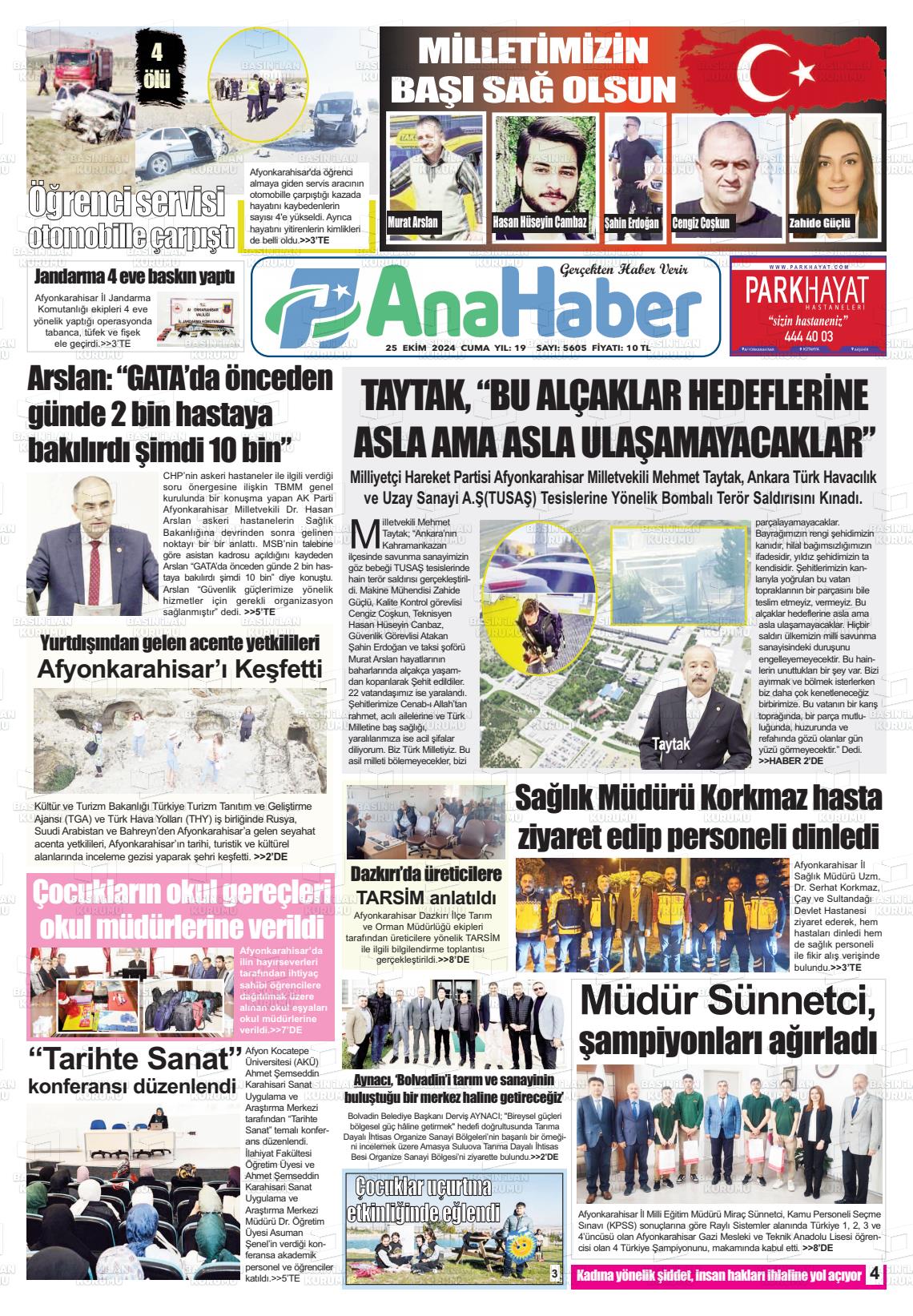 25 Ekim 2024 Anahaber Gazete Manşeti