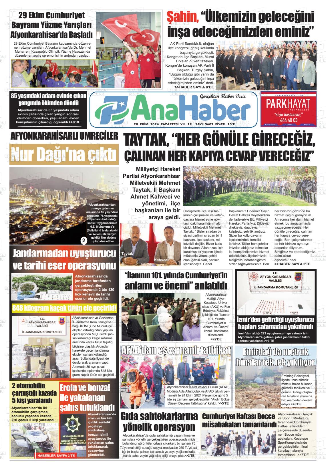 28 Ekim 2024 Anahaber Gazete Manşeti