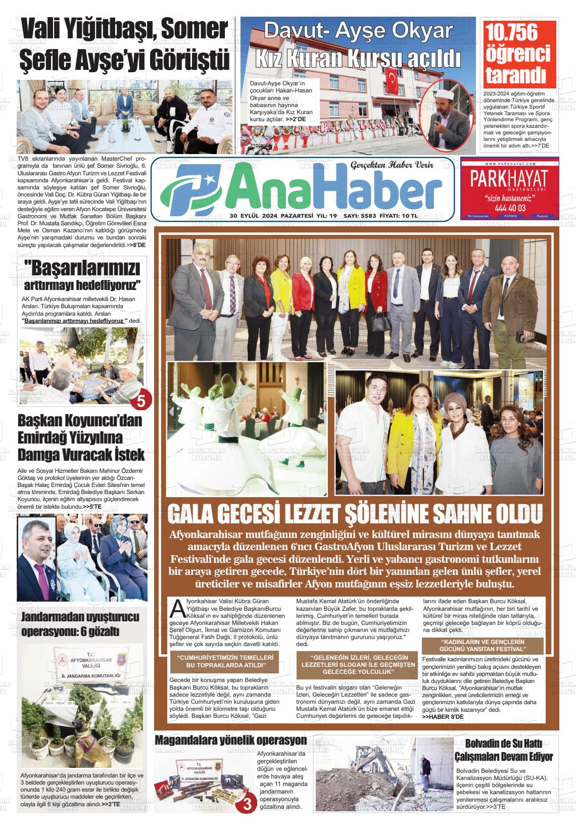 30 Eylül 2024 Anahaber Gazete Manşeti