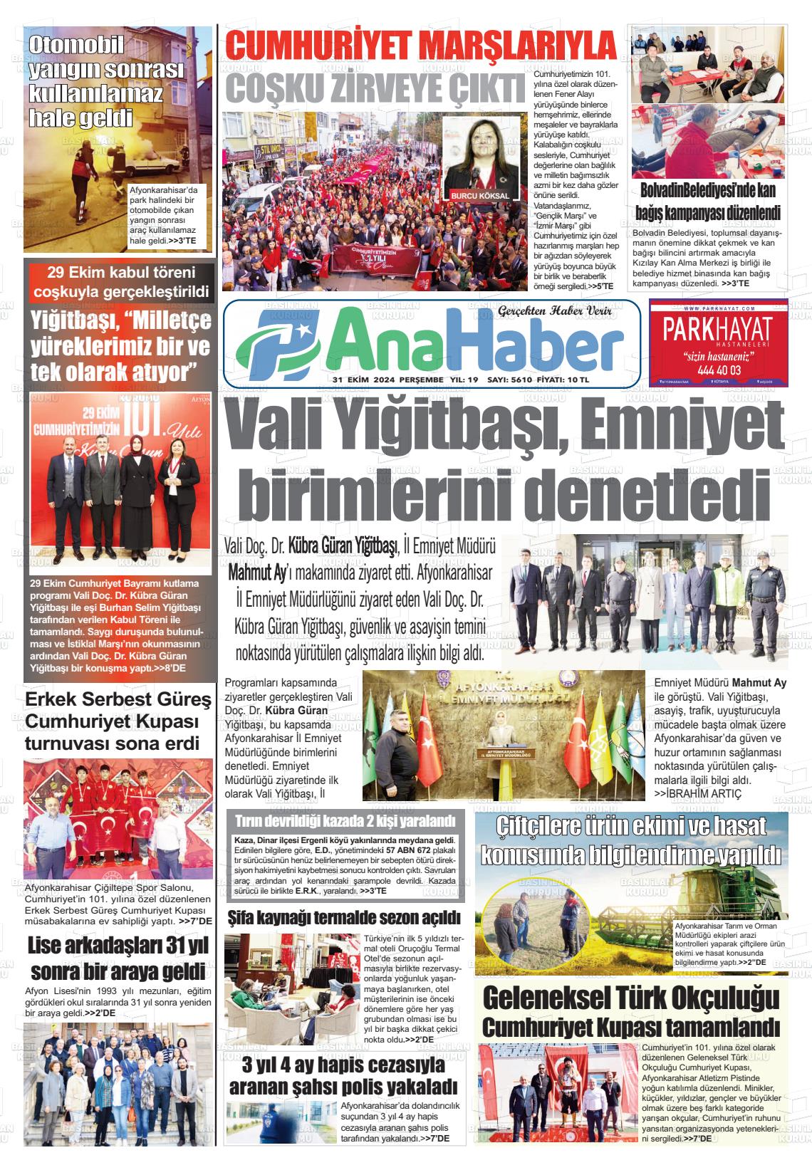 31 Ekim 2024 Anahaber Gazete Manşeti