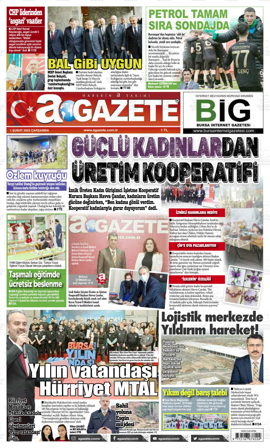 01 Şubat 2023 a gazete Gazete Manşeti