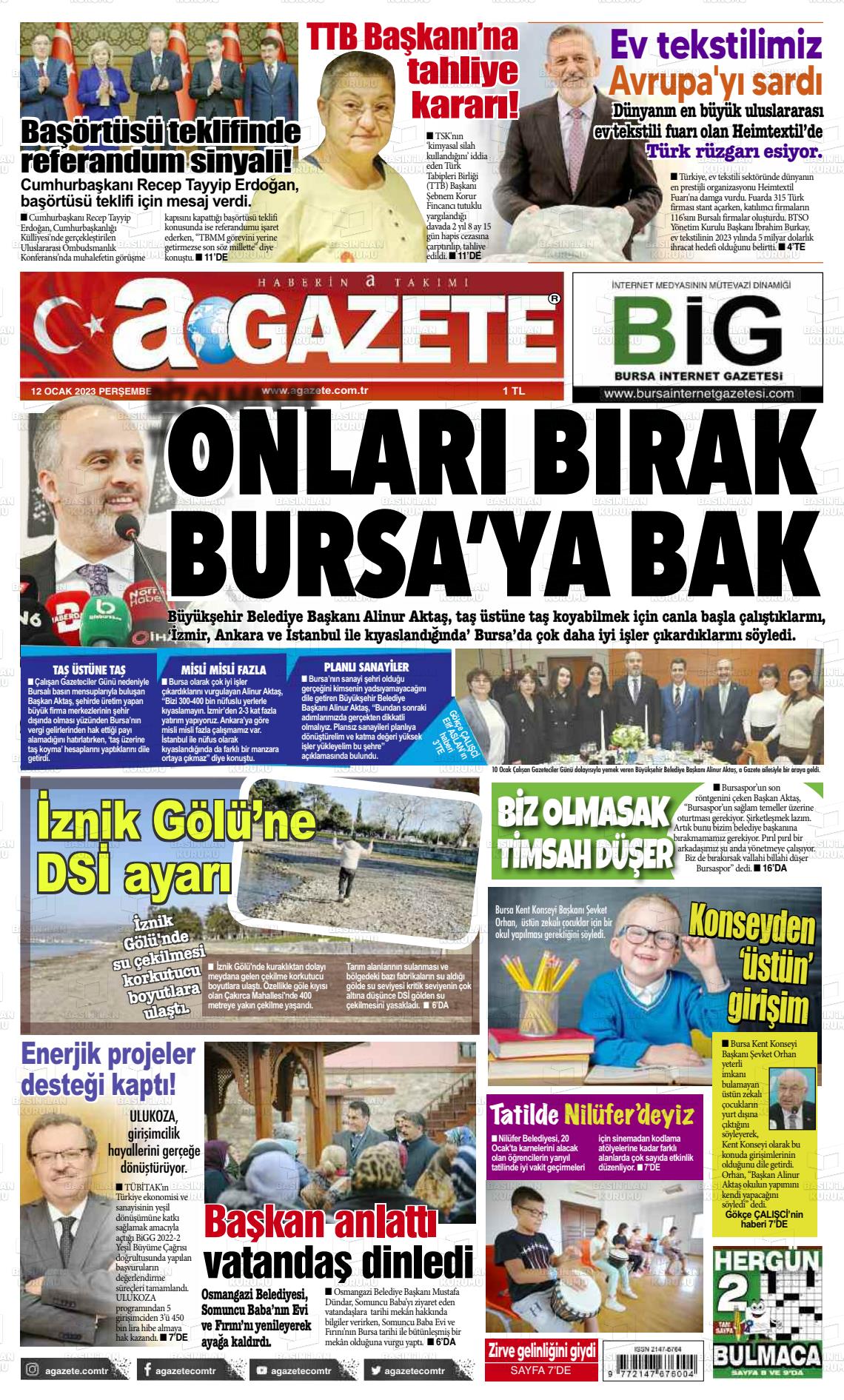 12 Ocak 2023 a gazete Gazete Manşeti