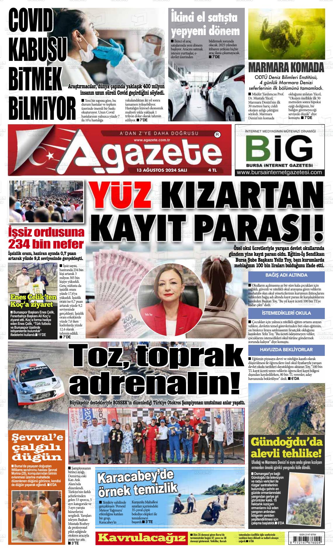 13 Ağustos 2024 a gazete Gazete Manşeti