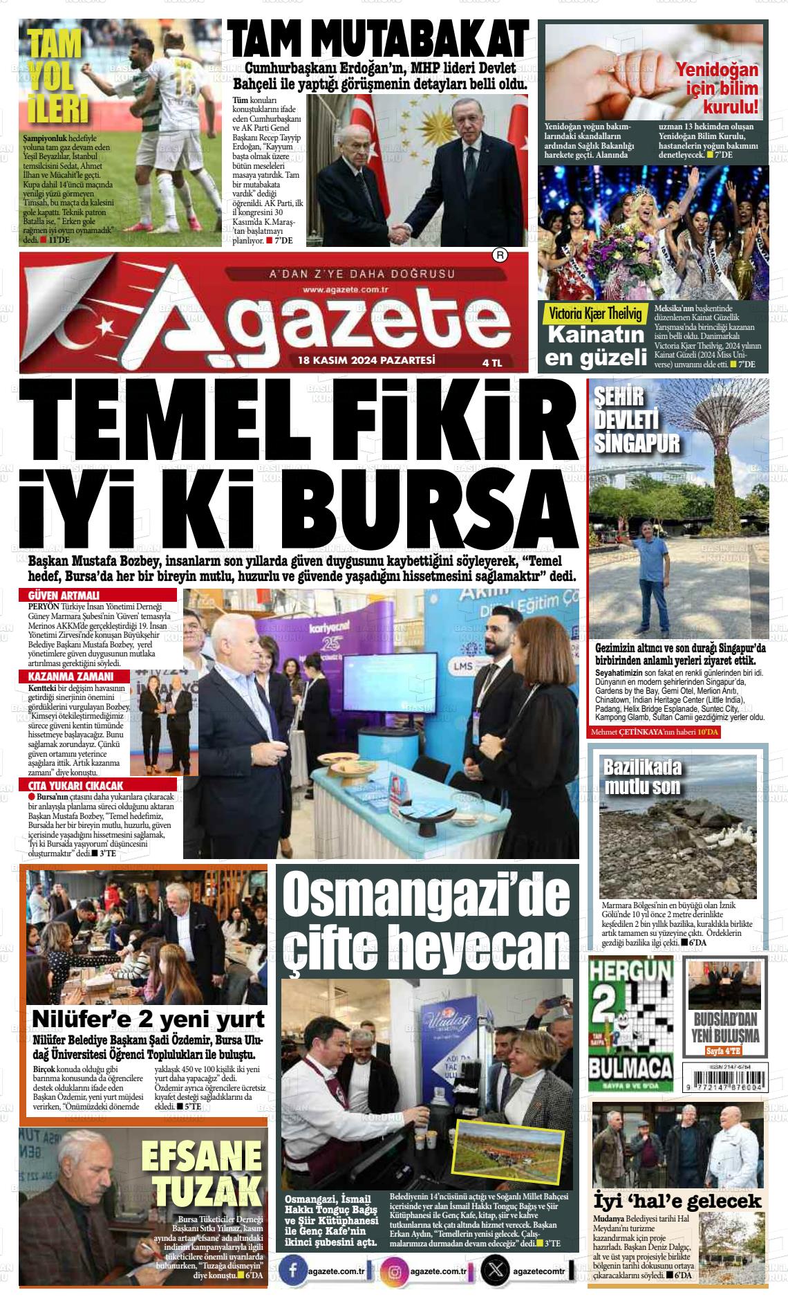 18 Kasım 2024 a gazete Gazete Manşeti