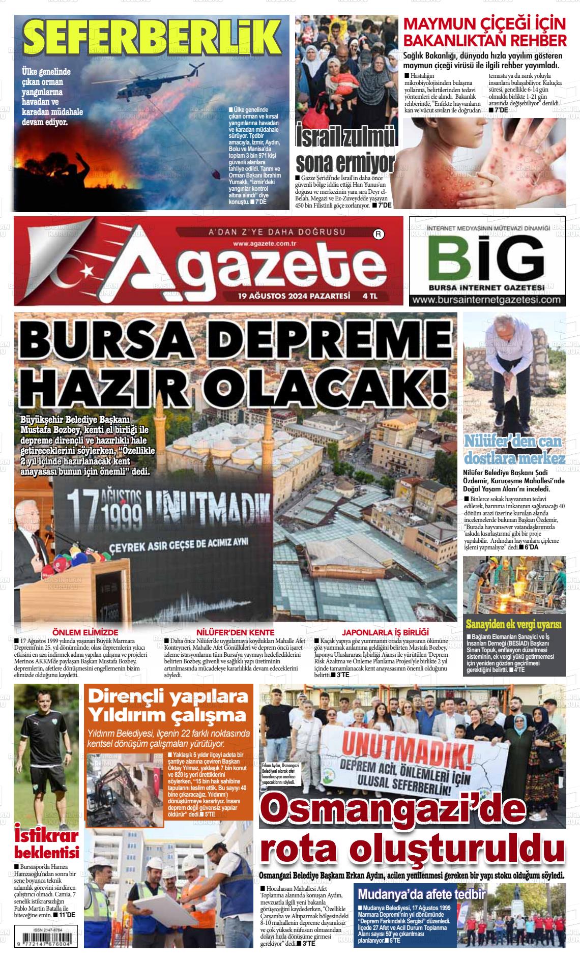 19 Ağustos 2024 a gazete Gazete Manşeti