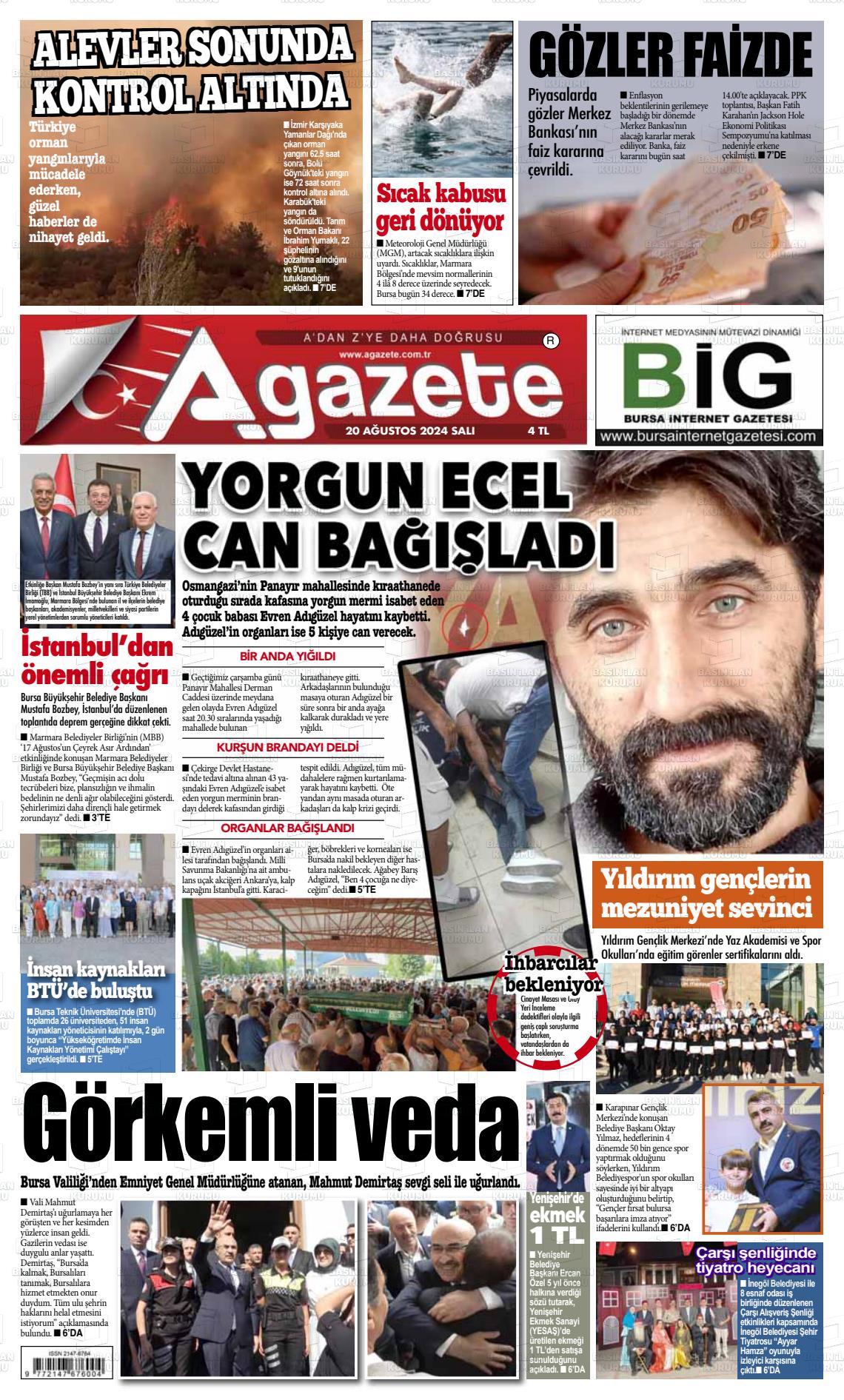 20 Ağustos 2024 a gazete Gazete Manşeti