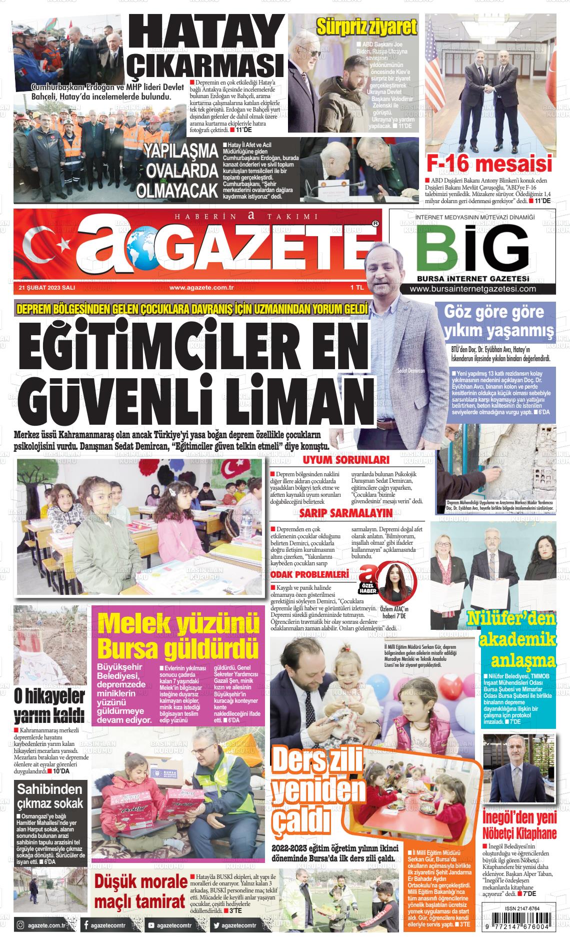 21 Şubat 2023 a gazete Gazete Manşeti