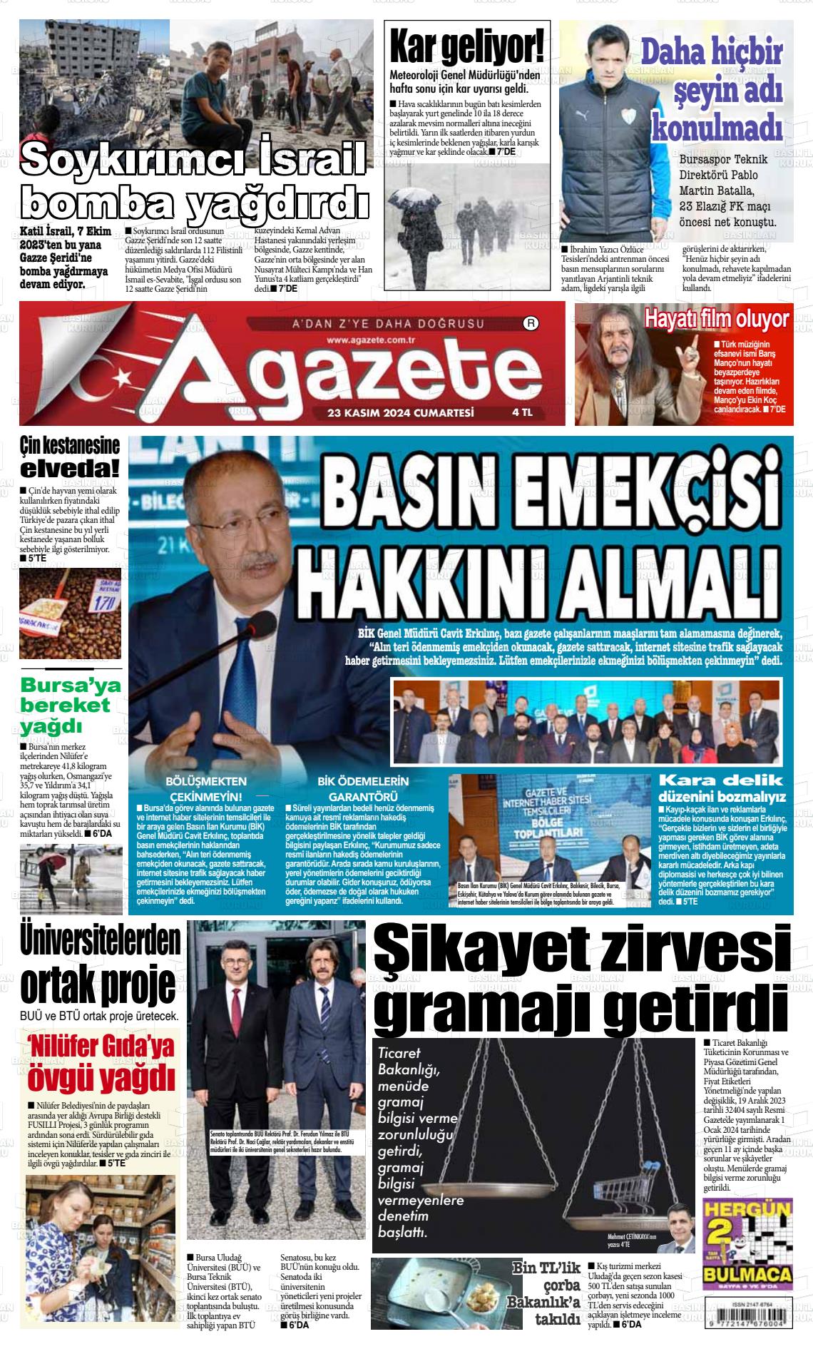 23 Kasım 2024 a gazete Gazete Manşeti