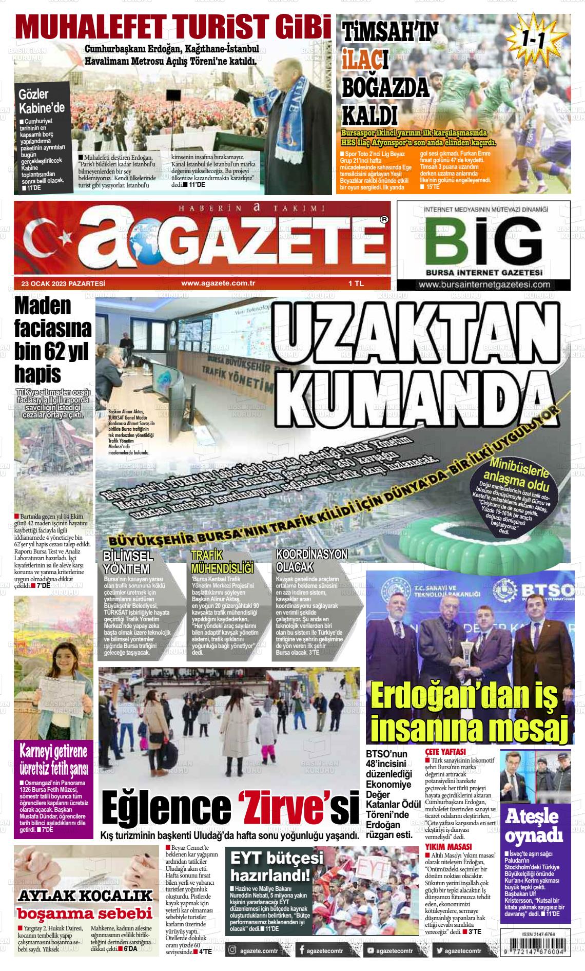 23 Ocak 2023 a gazete Gazete Manşeti