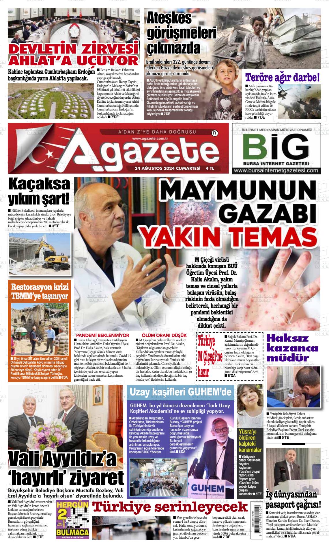 24 Ağustos 2024 a gazete Gazete Manşeti