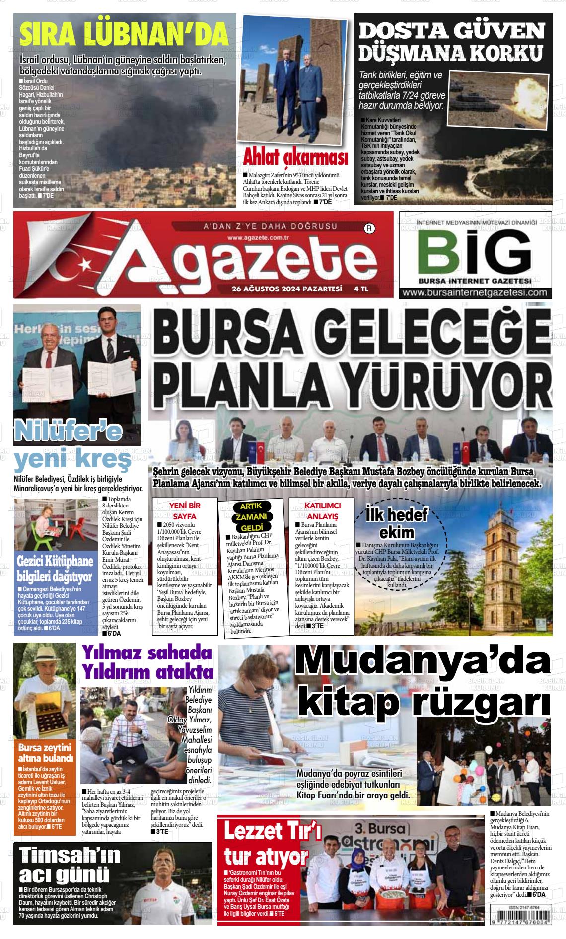 26 Ağustos 2024 a gazete Gazete Manşeti