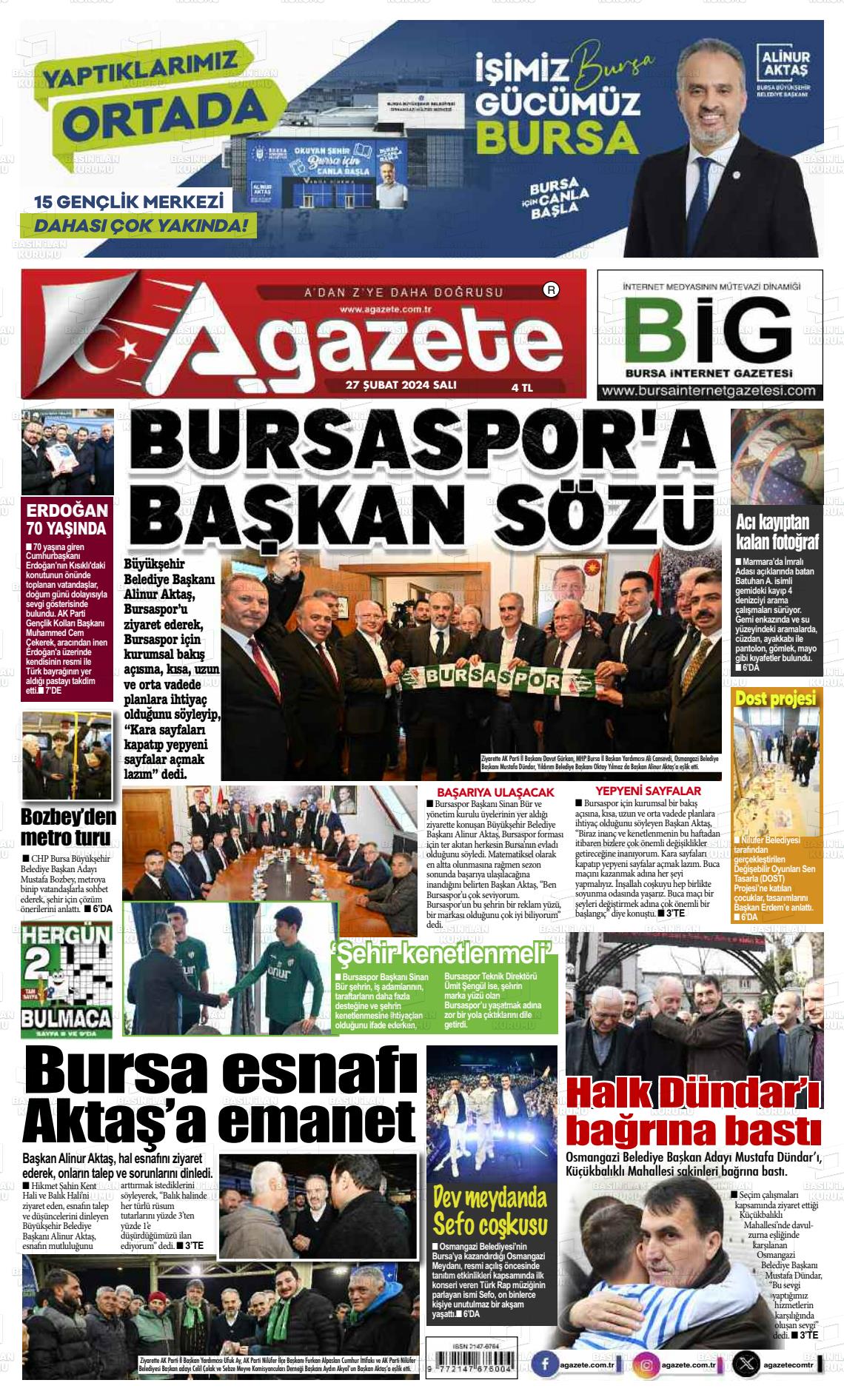 27 Şubat 2024 a gazete Gazete Manşeti