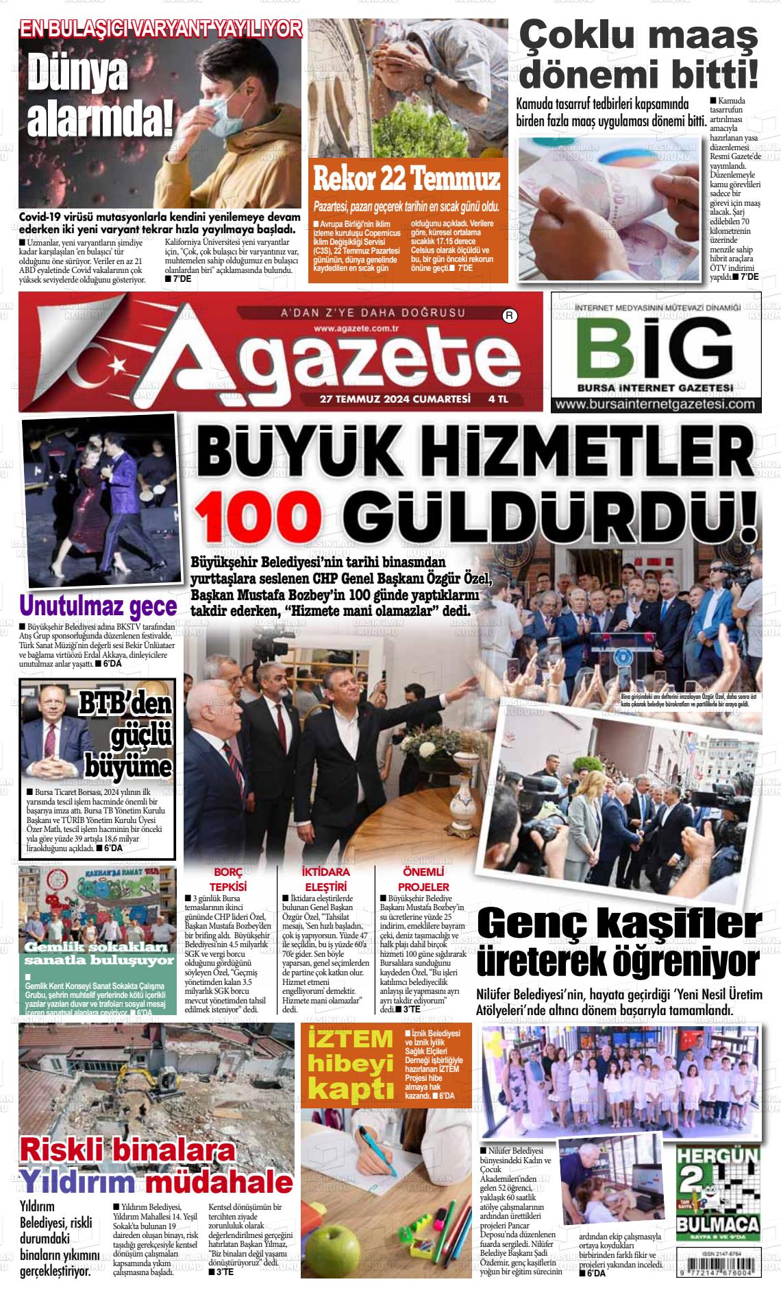 27 Temmuz 2024 a gazete Gazete Manşeti