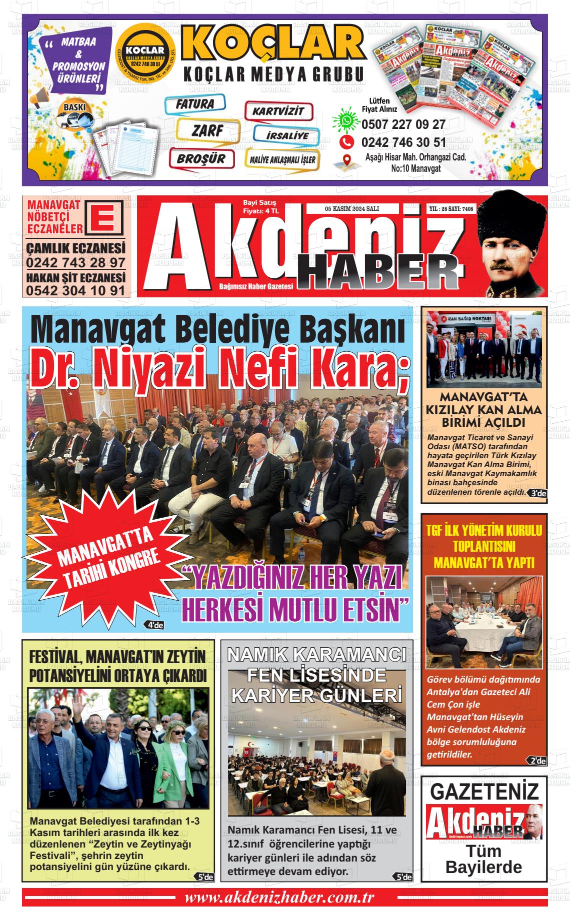 05 Kasım 2024 Akdeniz Haber Gazete Manşeti