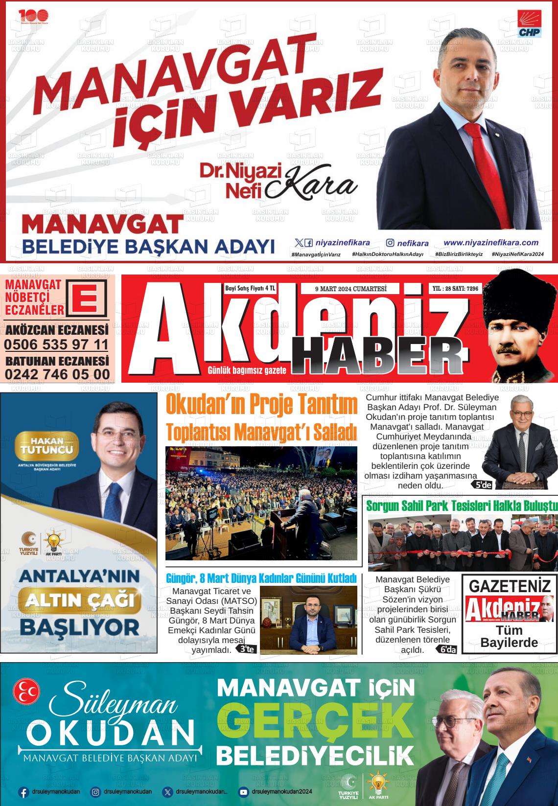 09 Mart 2024 Akdeniz Haber Gazete Manşeti