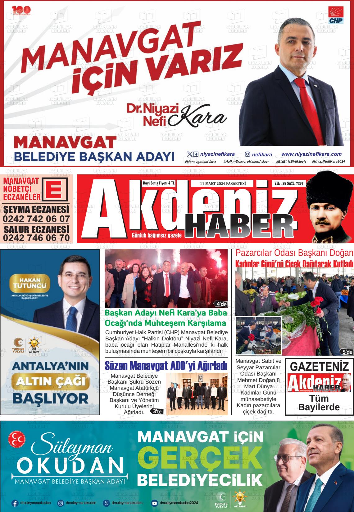 11 Mart 2024 Akdeniz Haber Gazete Manşeti