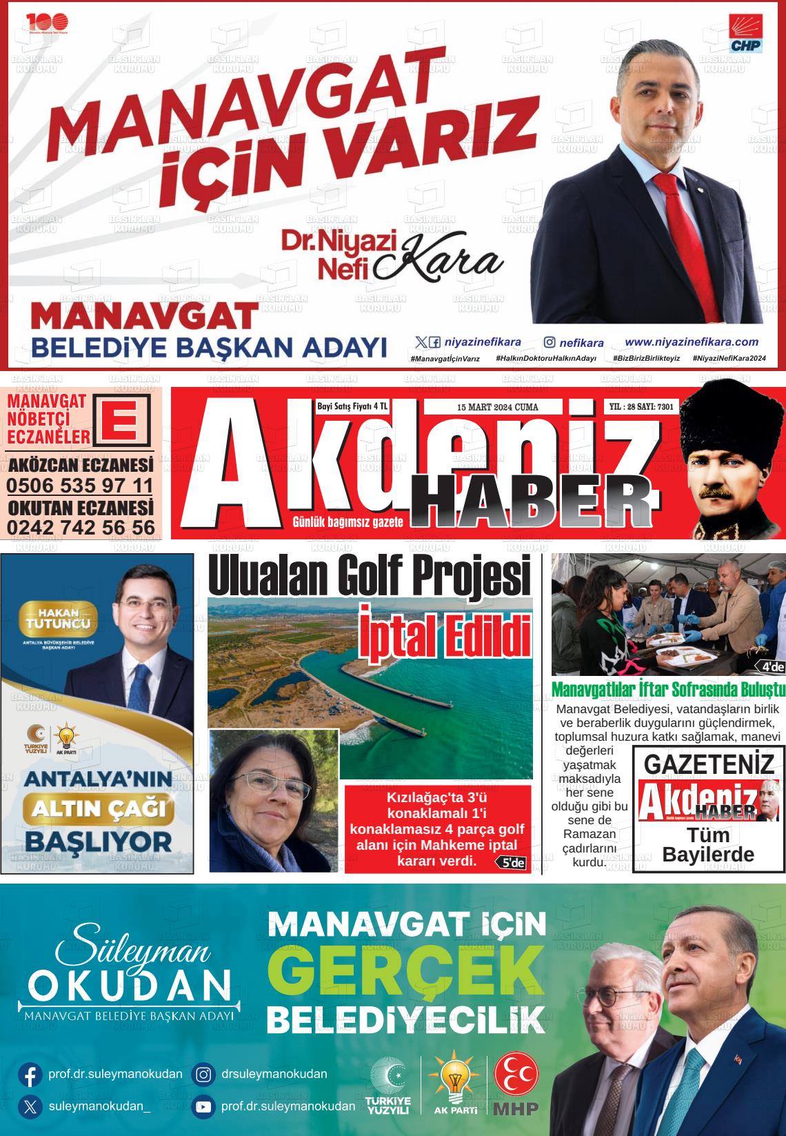 15 Mart 2024 Akdeniz Haber Gazete Manşeti