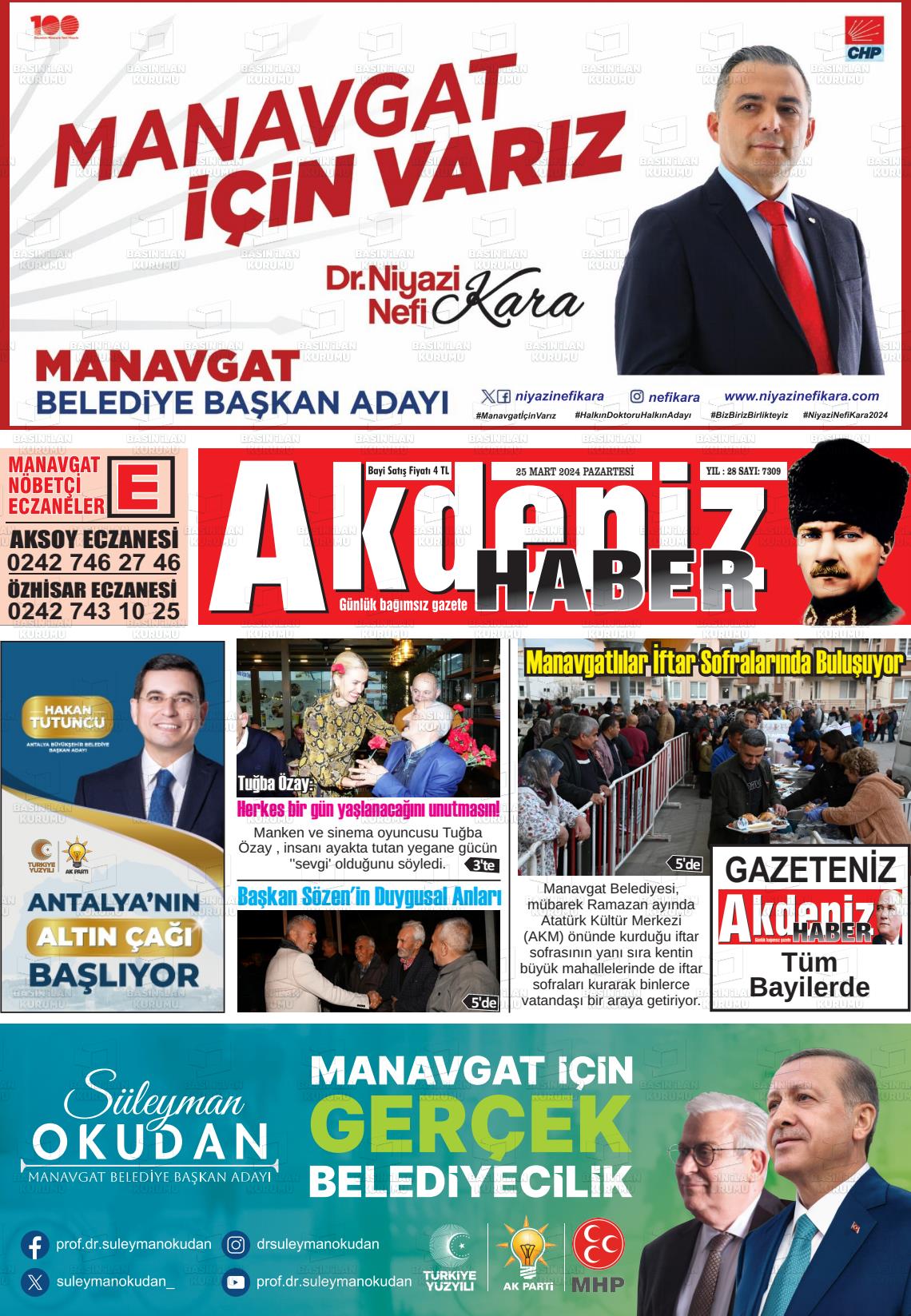 25 Mart 2024 Akdeniz Haber Gazete Manşeti