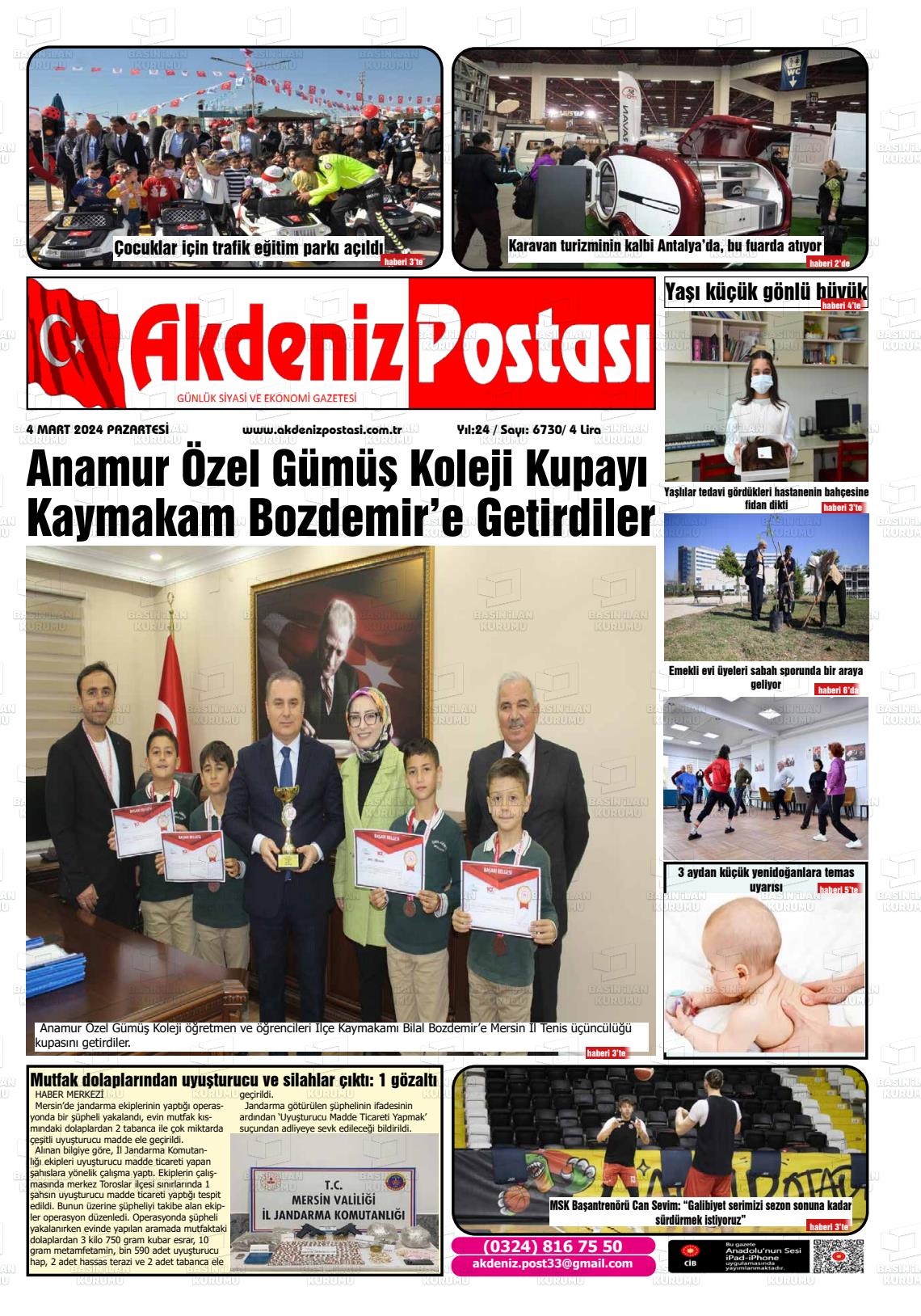 04 Mart 2024 Akdeniz Postası Gazete Manşeti