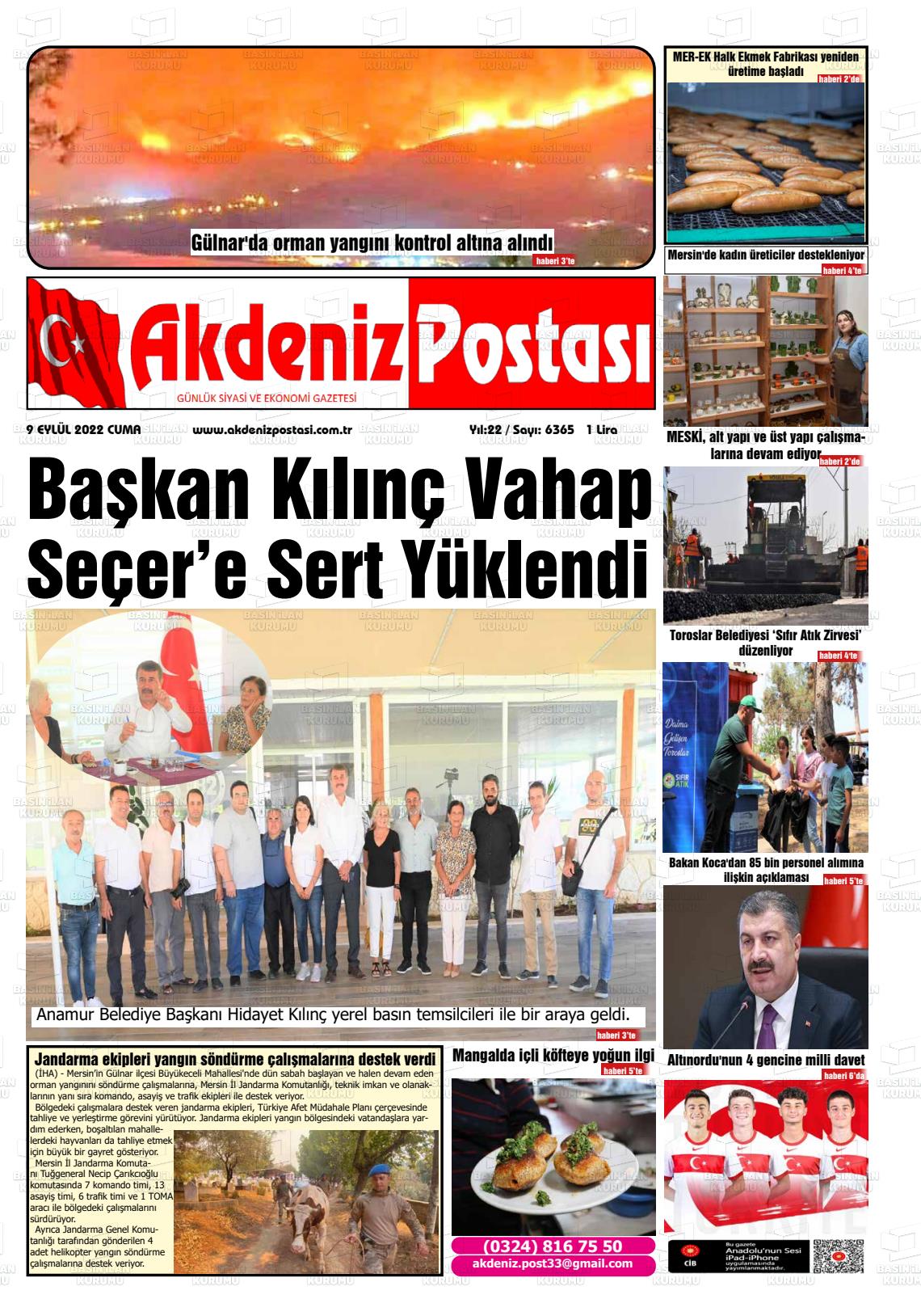 07 Kasım 2022 Akdeniz Postası Gazete Manşeti