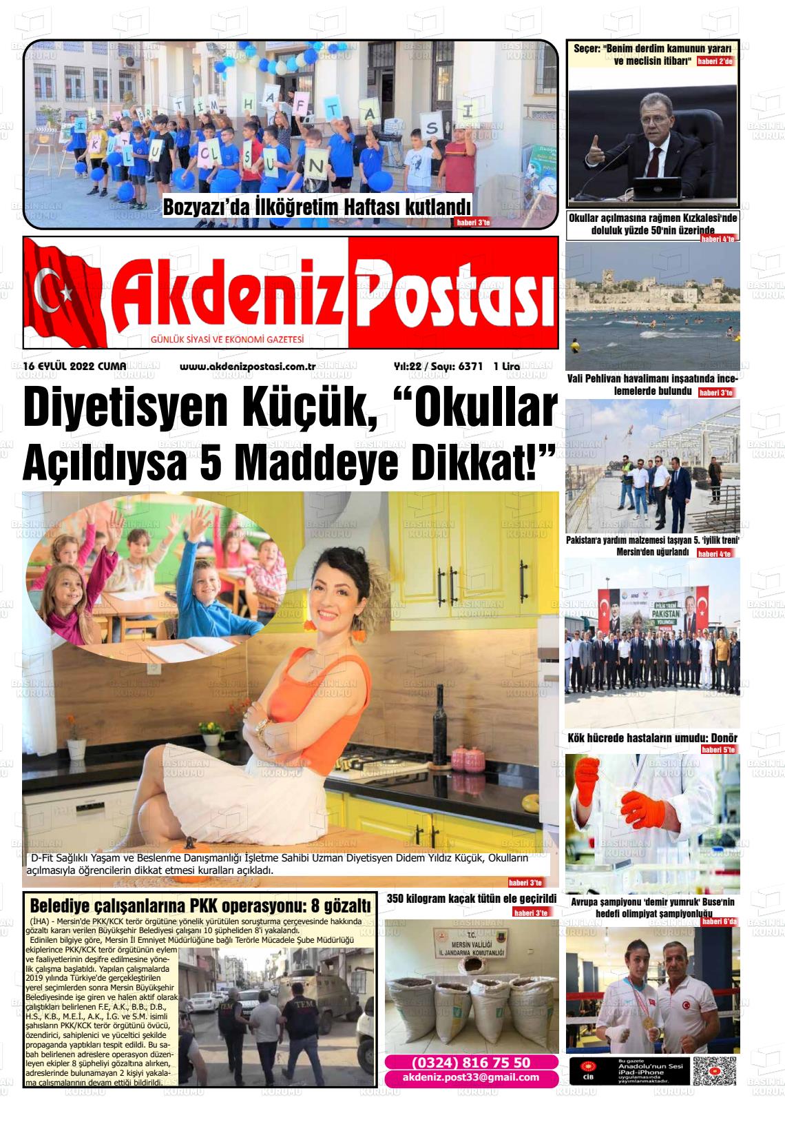 14 Kasım 2022 Akdeniz Postası Gazete Manşeti