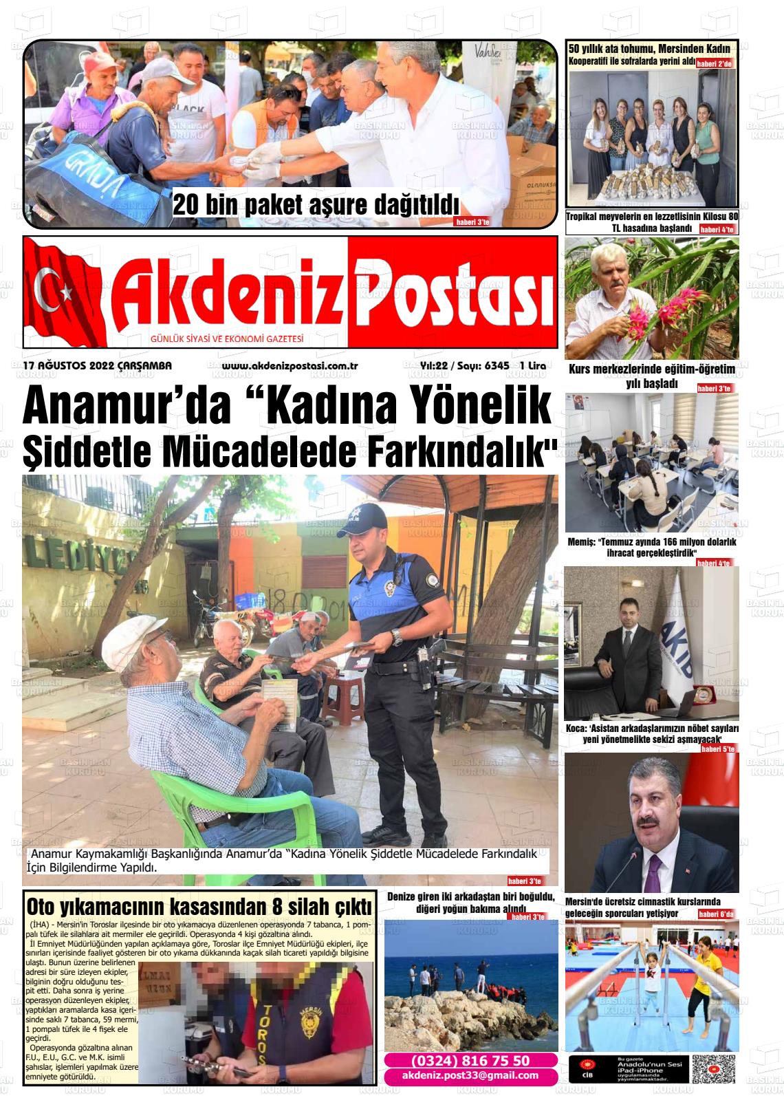 15 Ekim 2022 Akdeniz Postası Gazete Manşeti