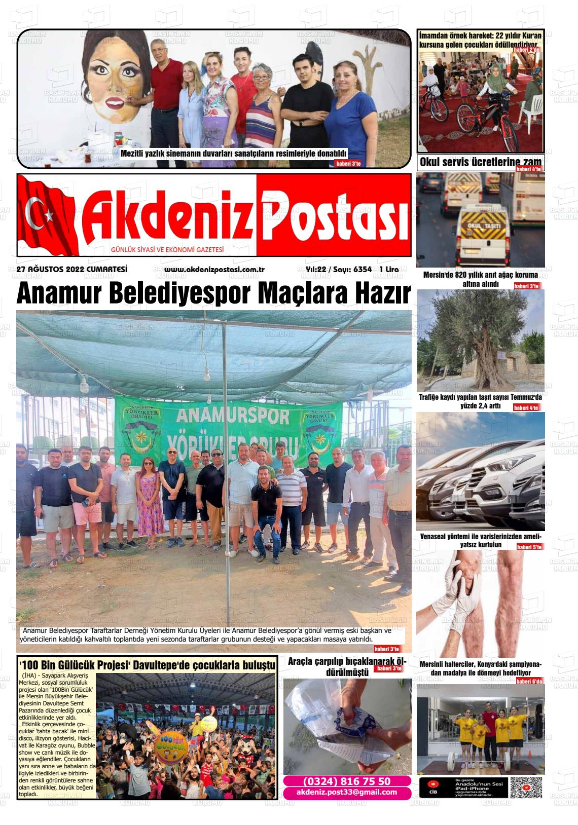 25 Ekim 2022 Akdeniz Postası Gazete Manşeti