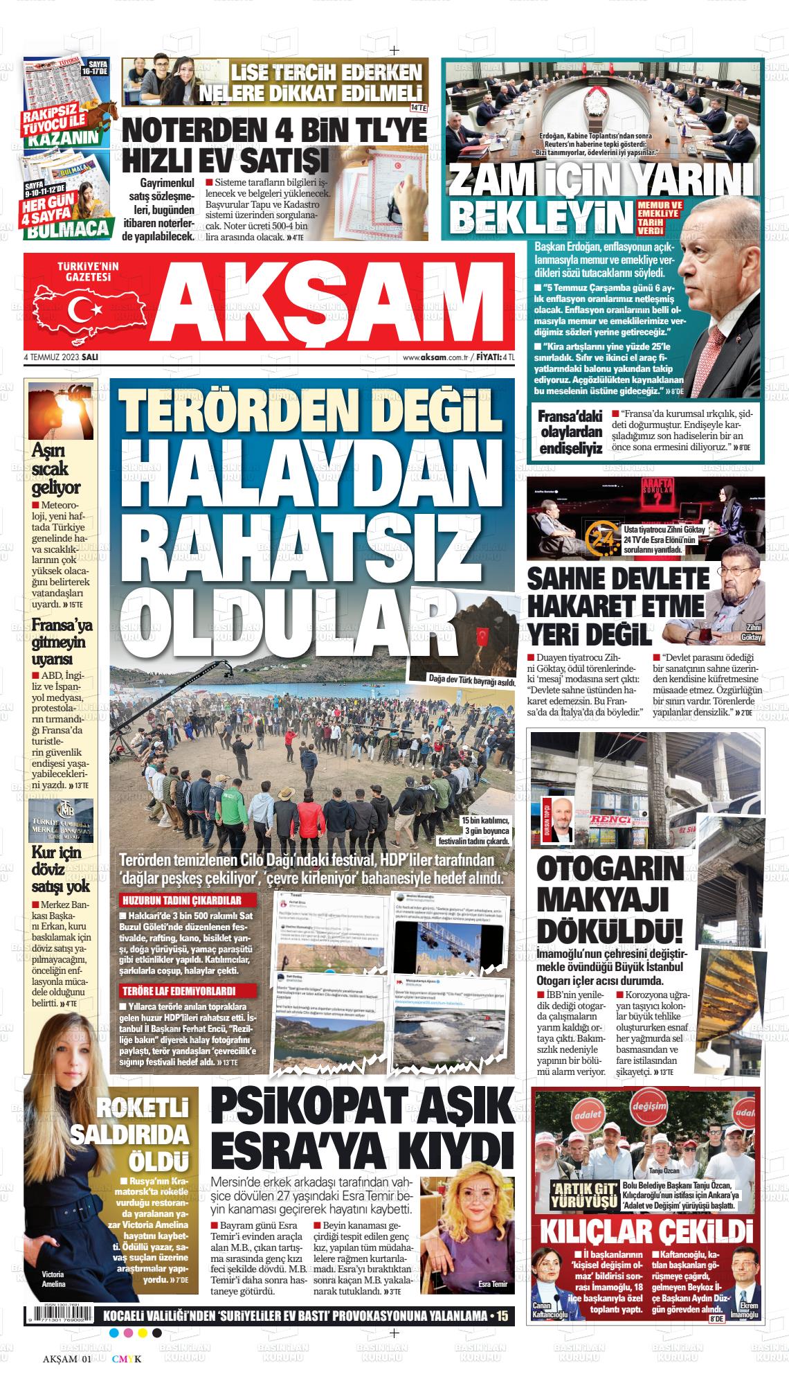 04 Temmuz 2023 Akşam Gazete Manşeti