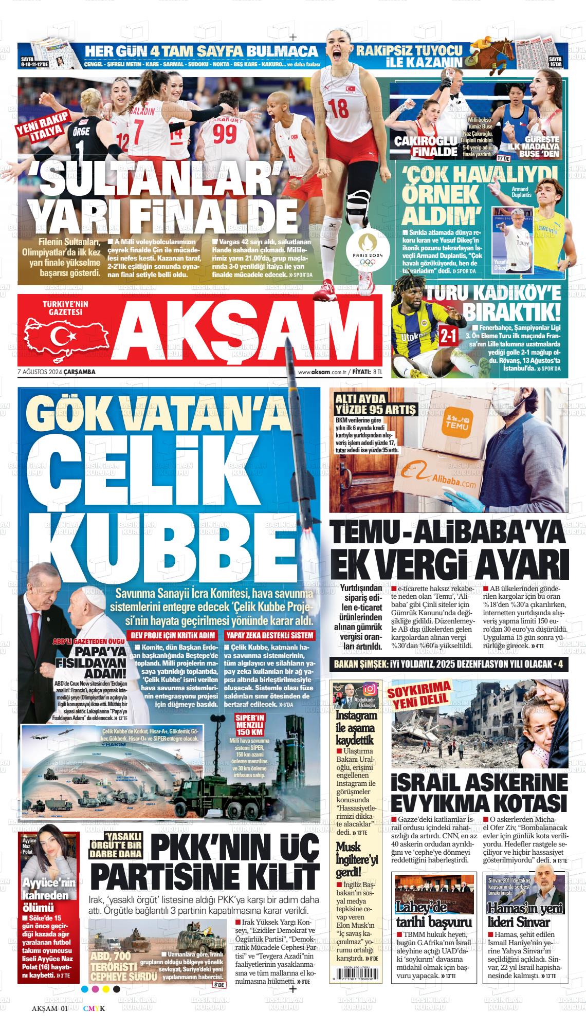 07 Ağustos 2024 Akşam Gazete Manşeti